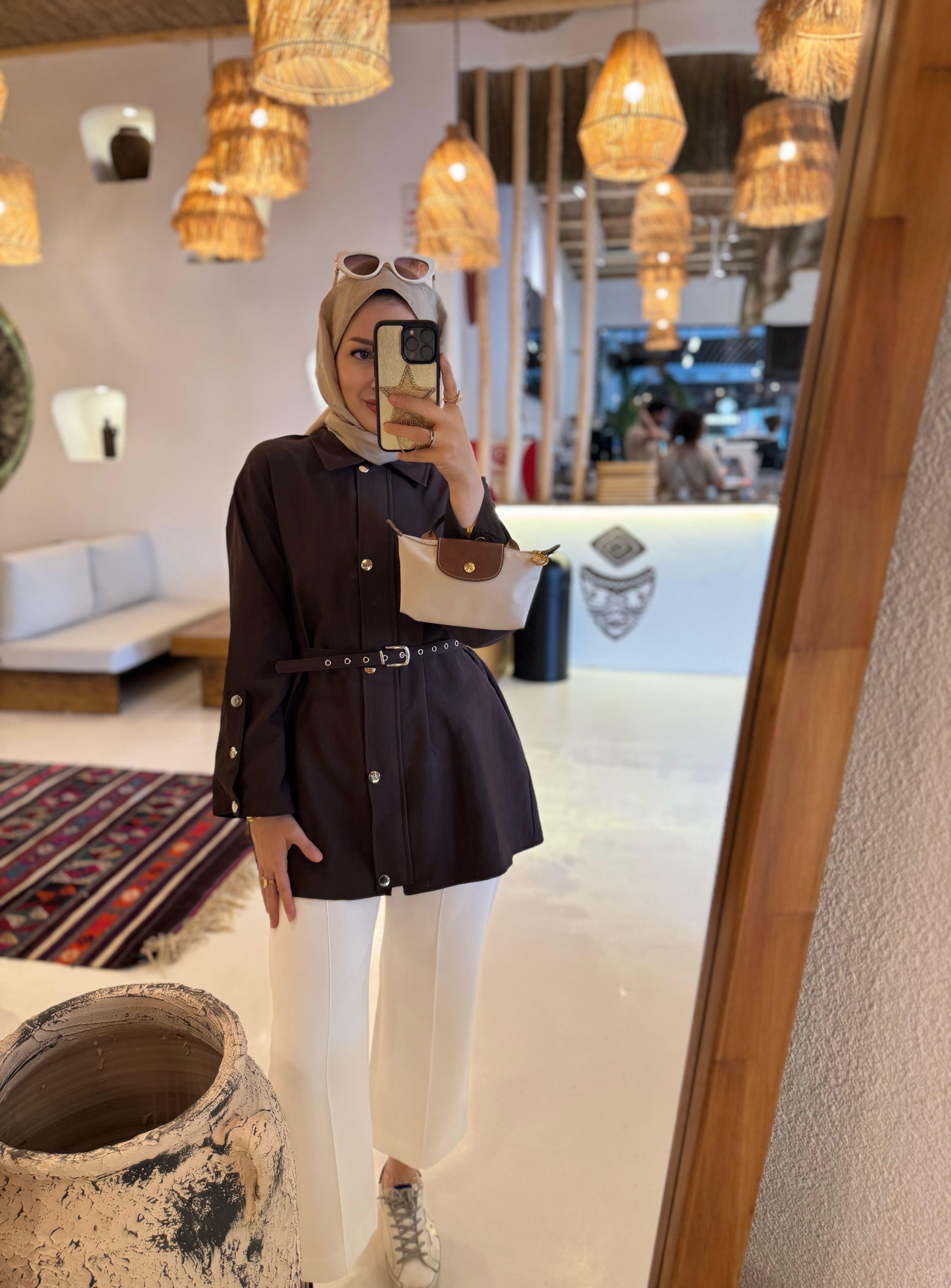 Lisa kemerli ceket - acıkahve