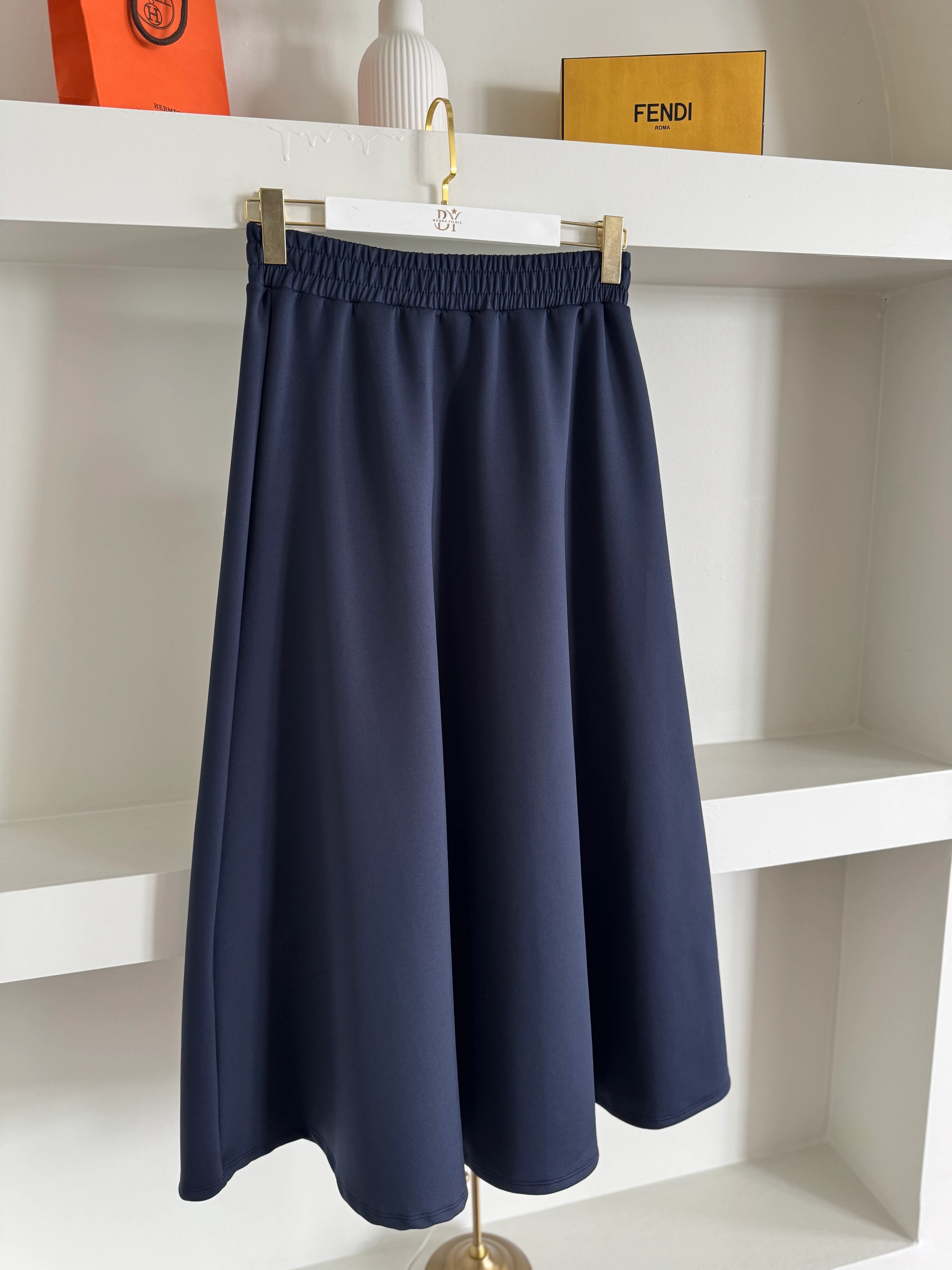 Kloş scuba etek - lacivert 