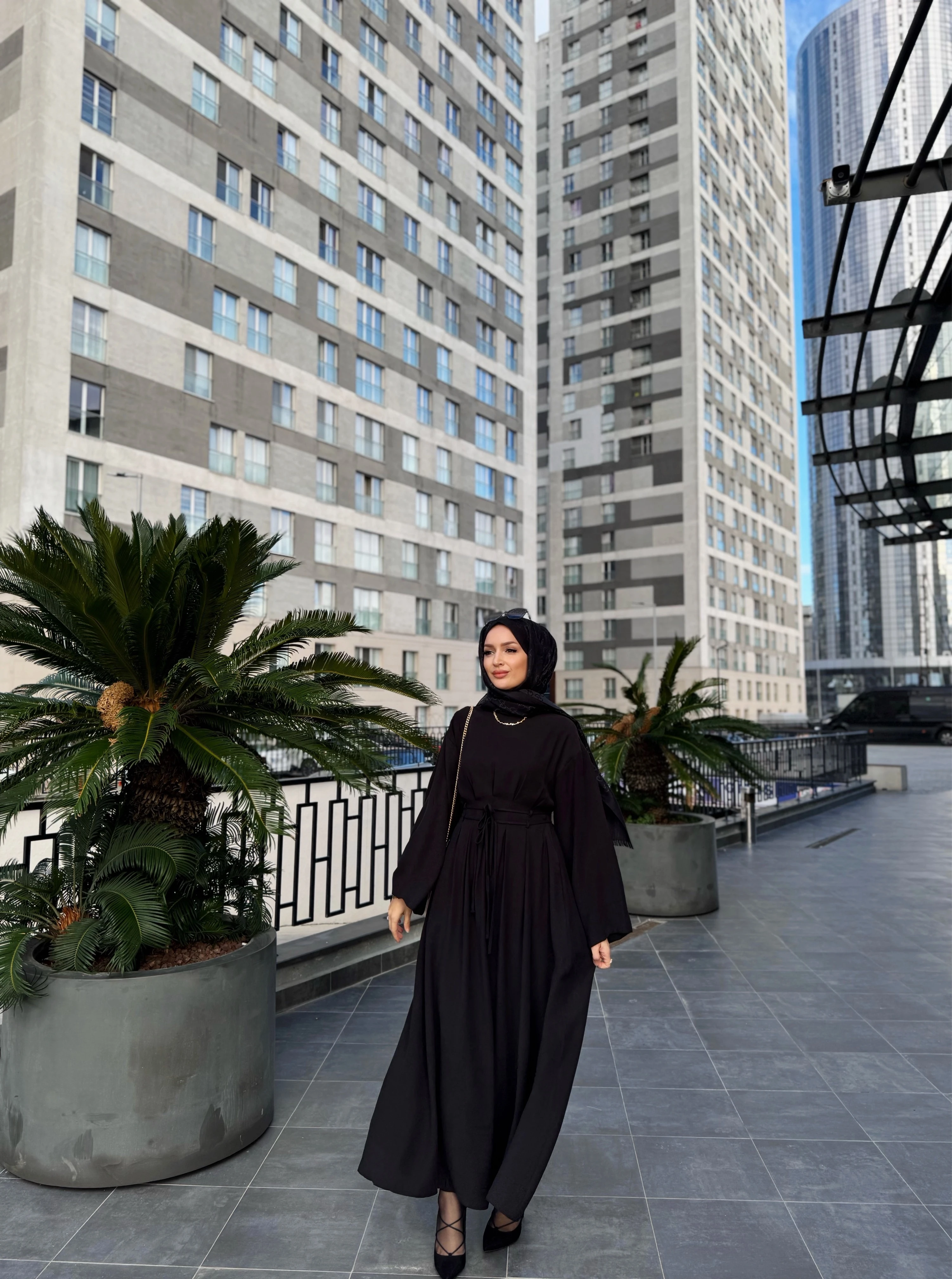 Narin tensel elbise - siyah