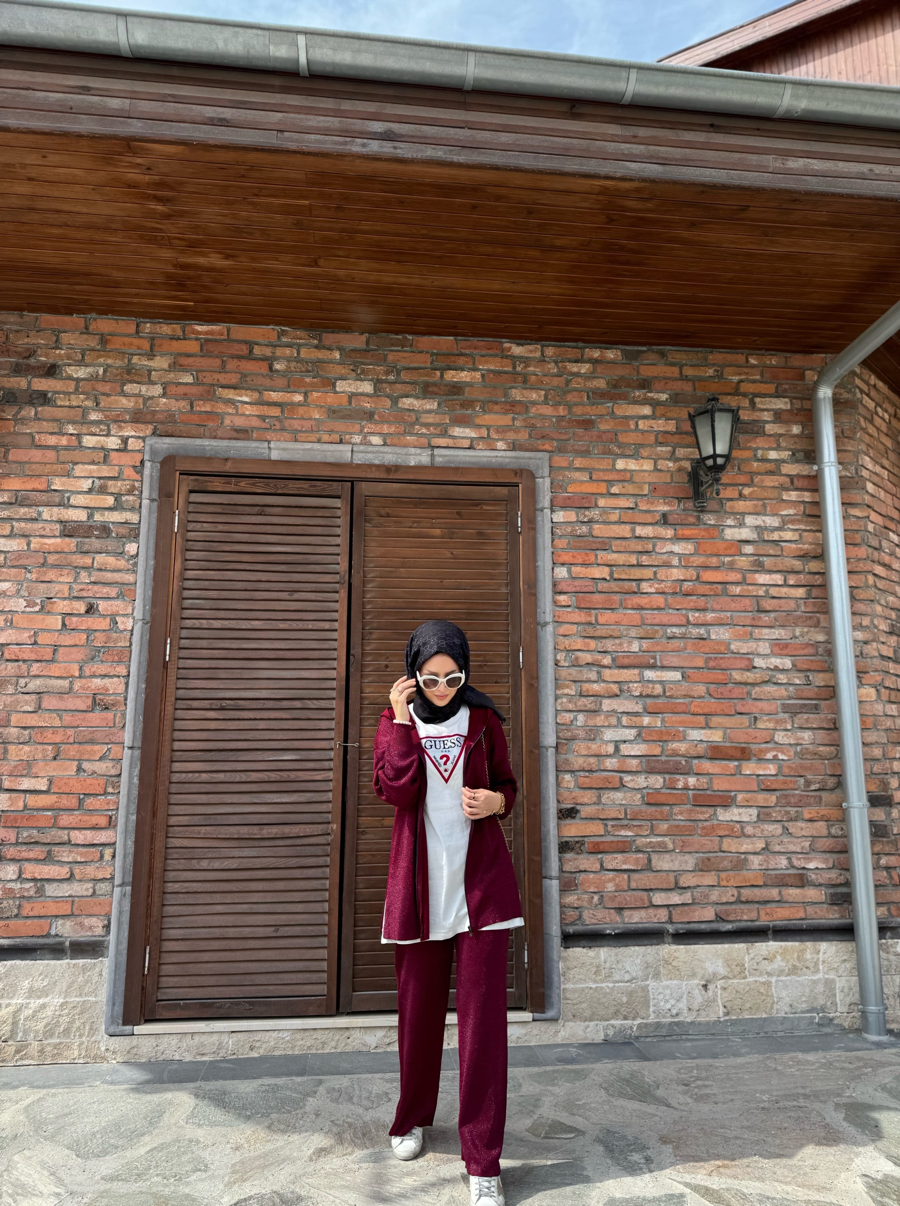 Simli takım - bordo