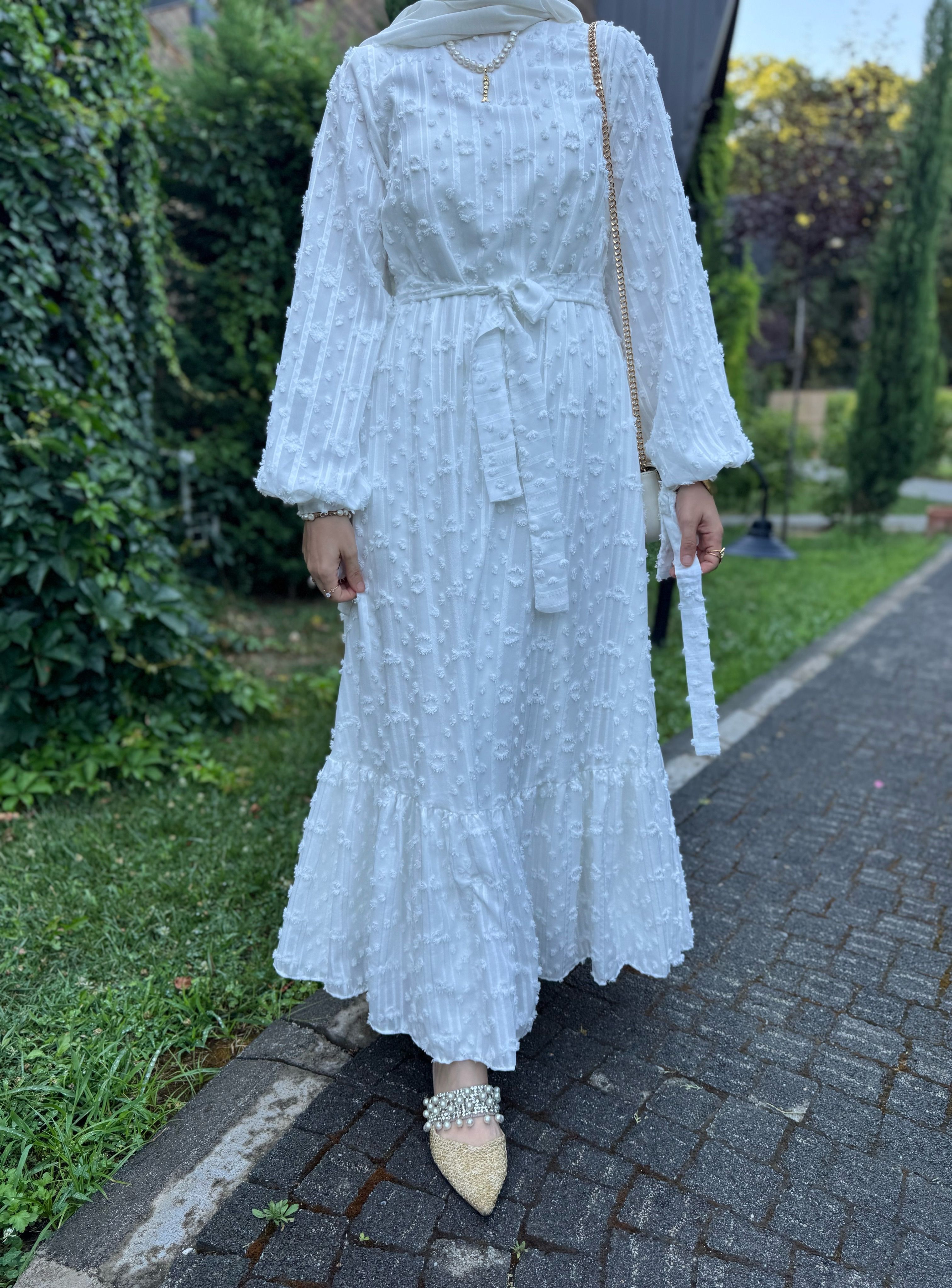 İnci elbise - beyaz
