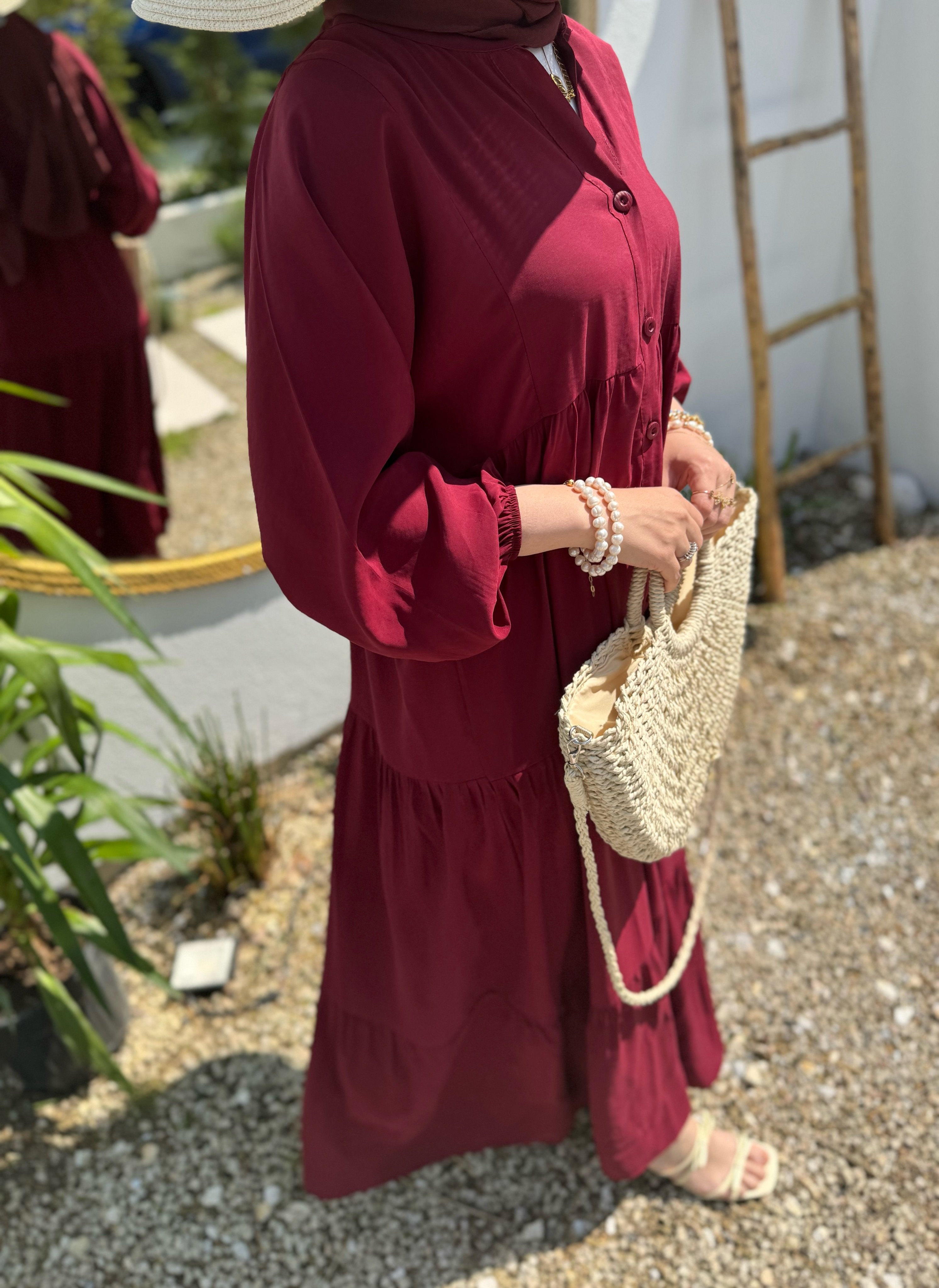 Tensel Elbise - Bordo