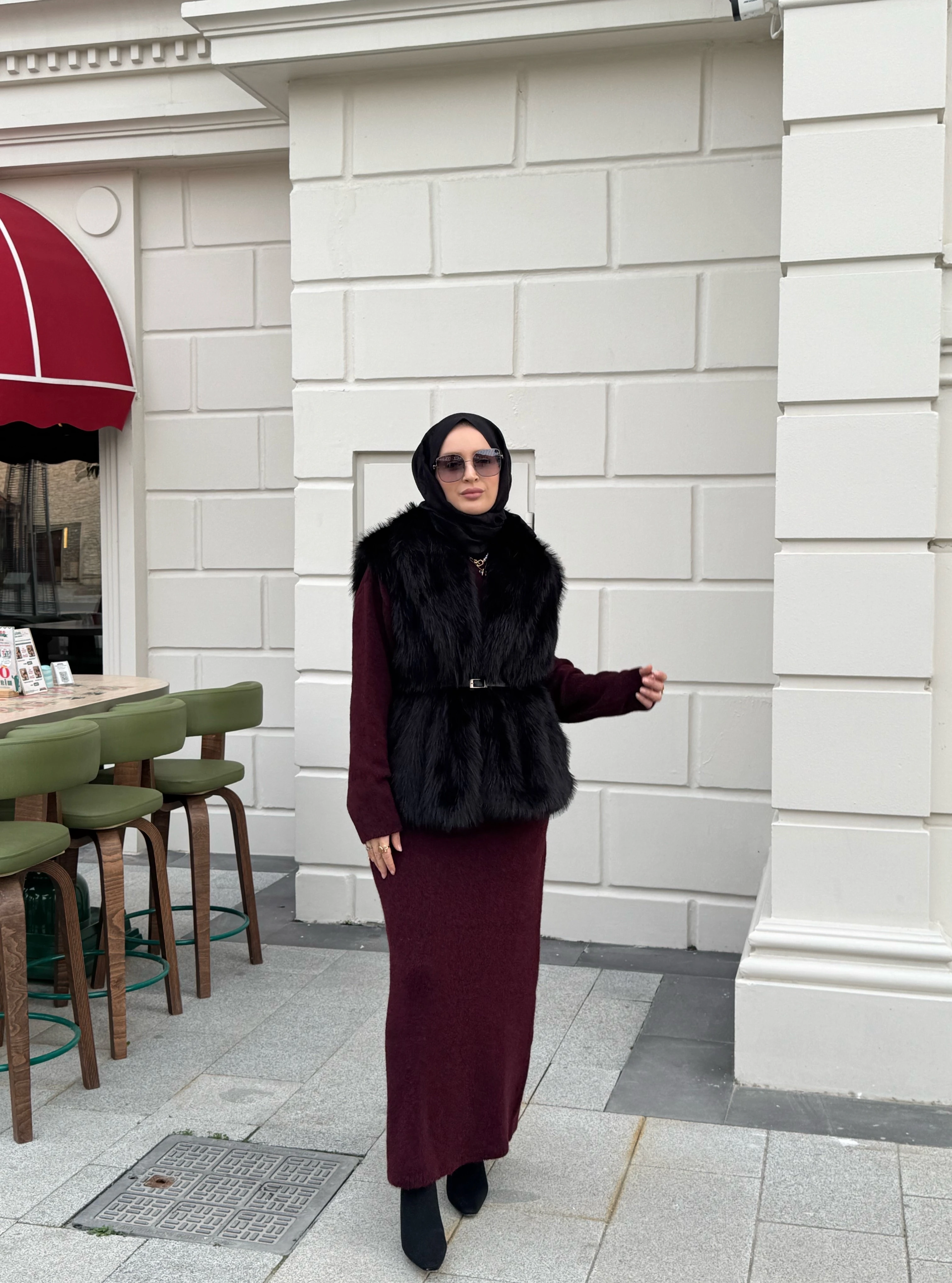 Royal kürk yelek - siyah