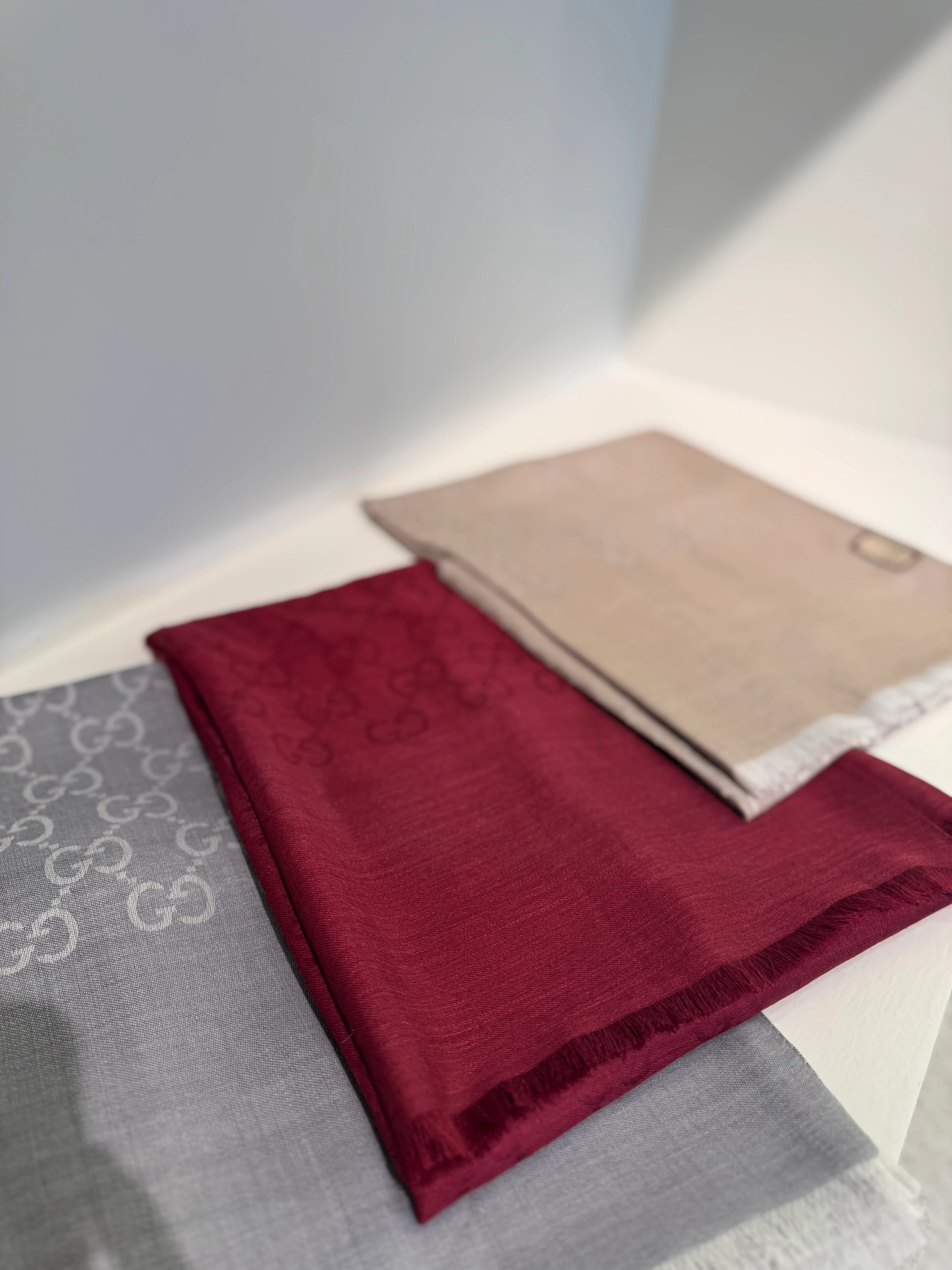 Yün ipek şal - bordo 