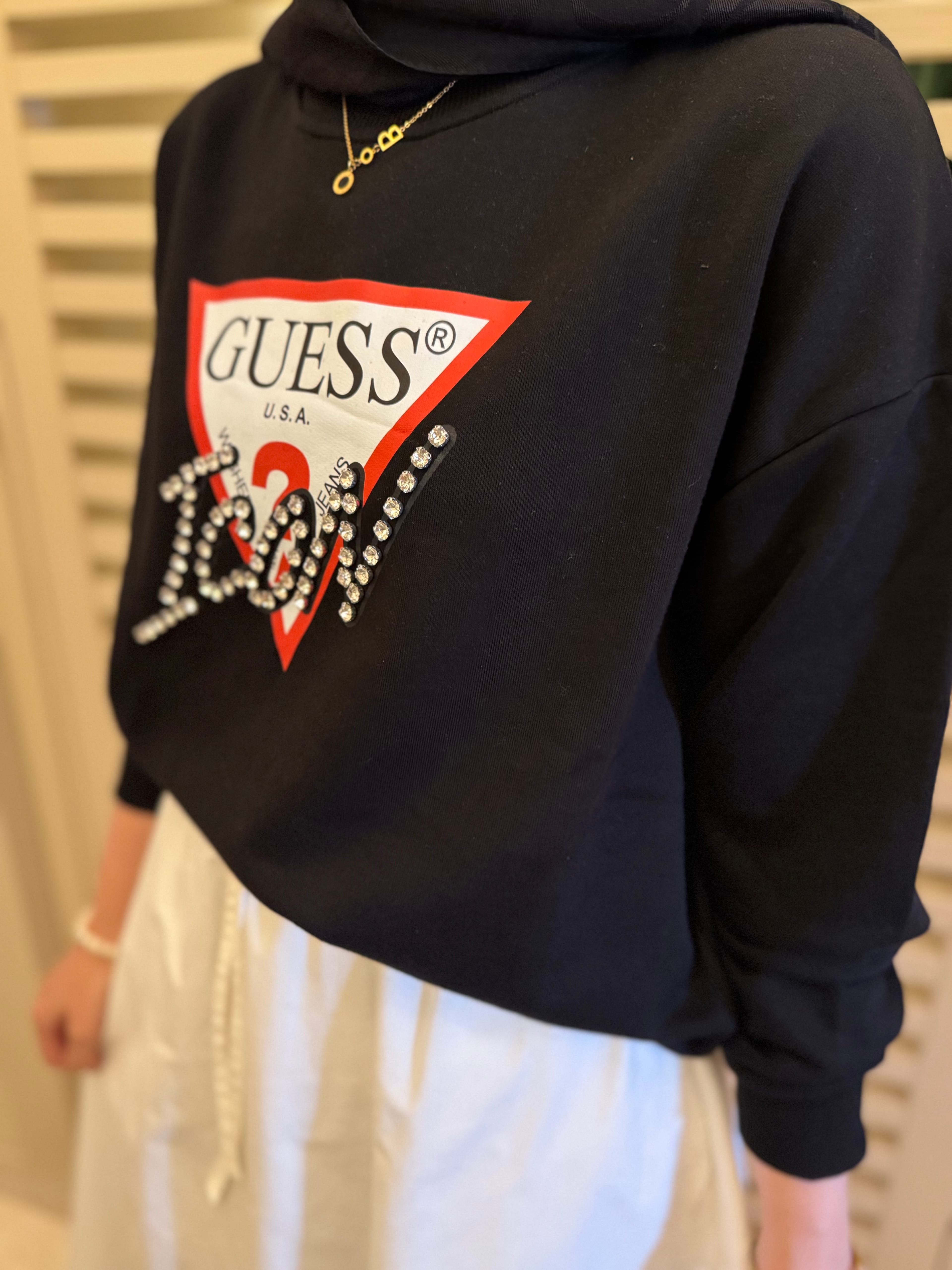 Muadil taşlı sweatshirt - siyah