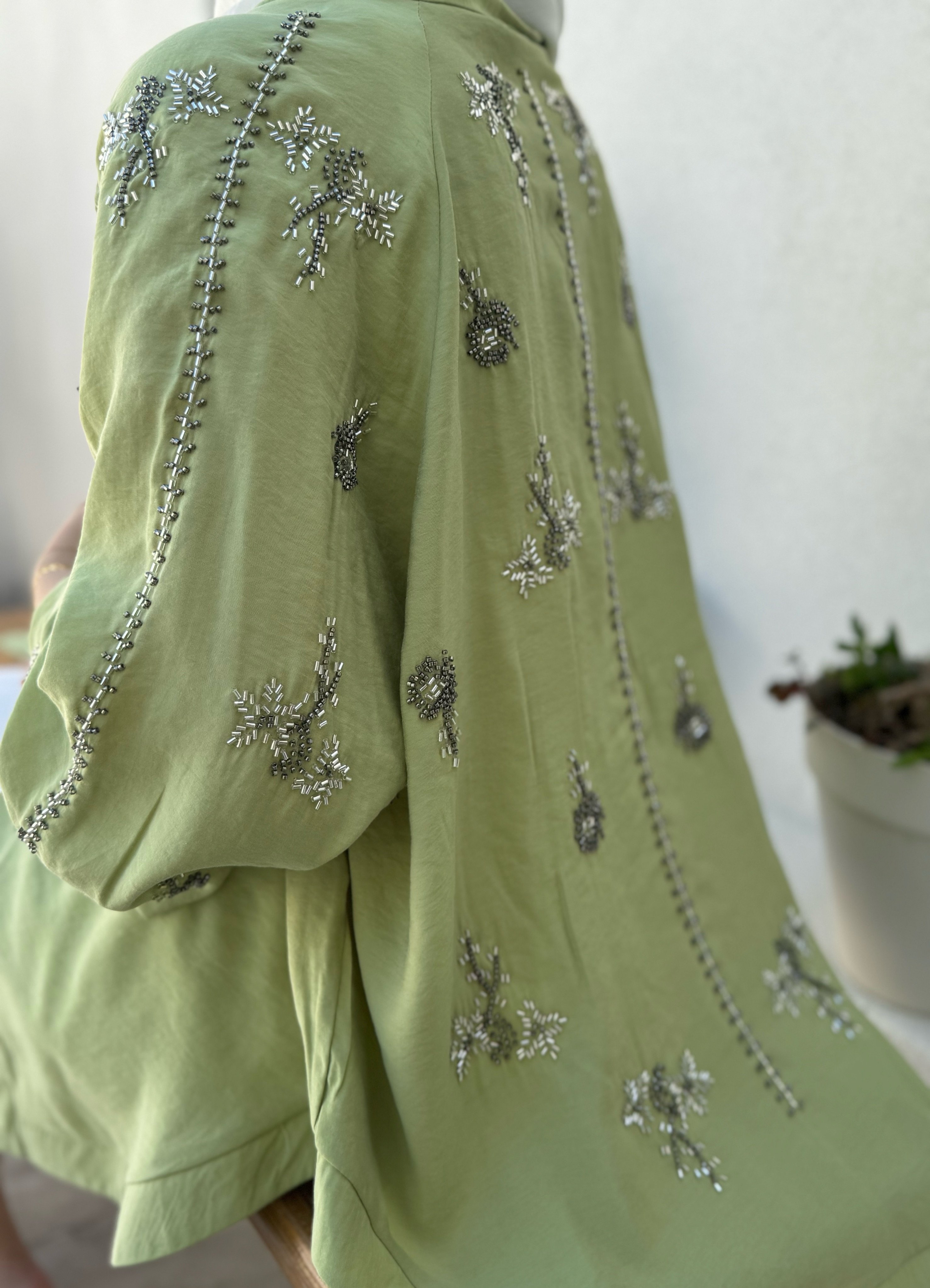 Nakışlı Kimono - yeşil 