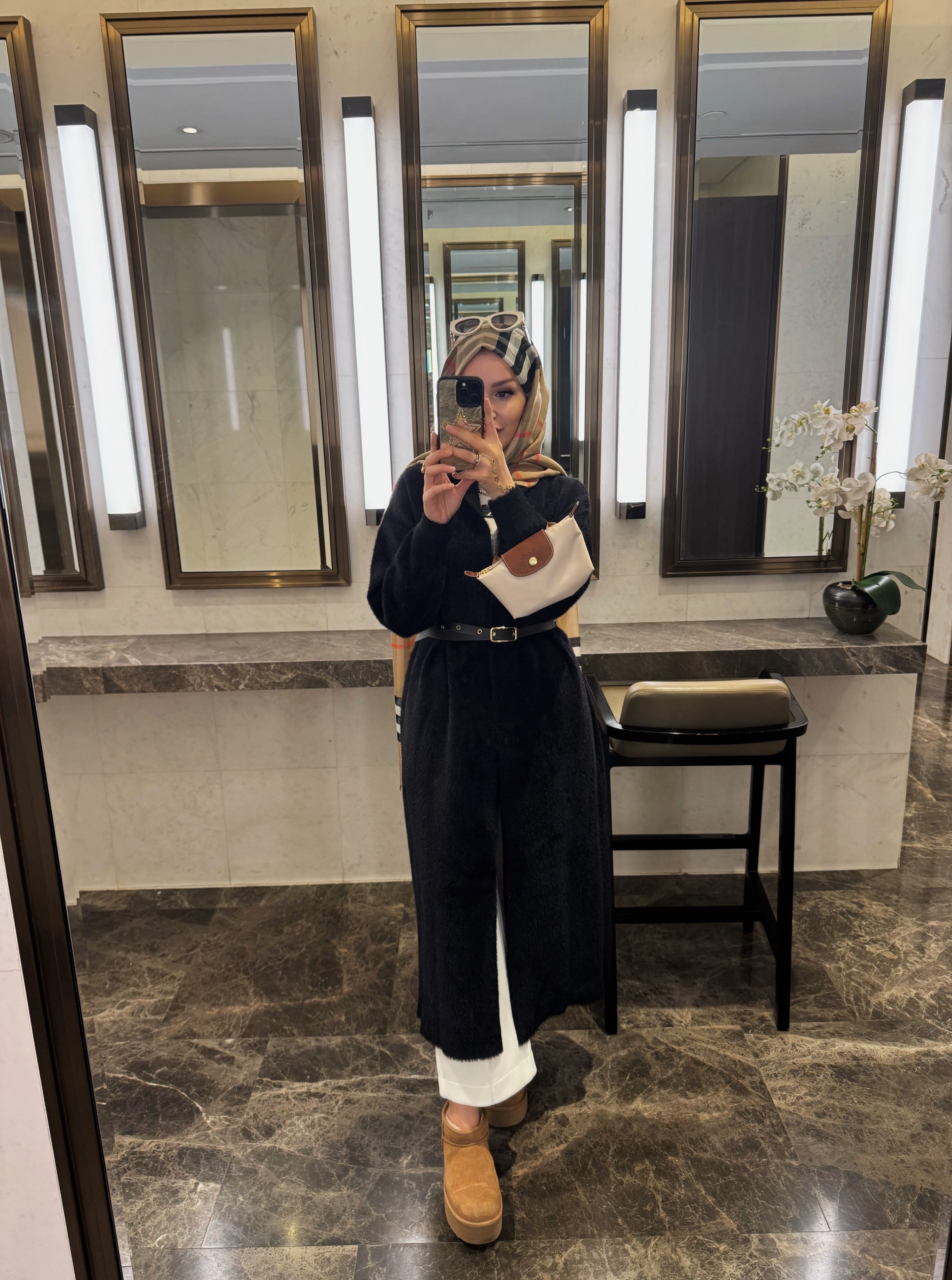 Mia kemerli angora hırka - siyah 