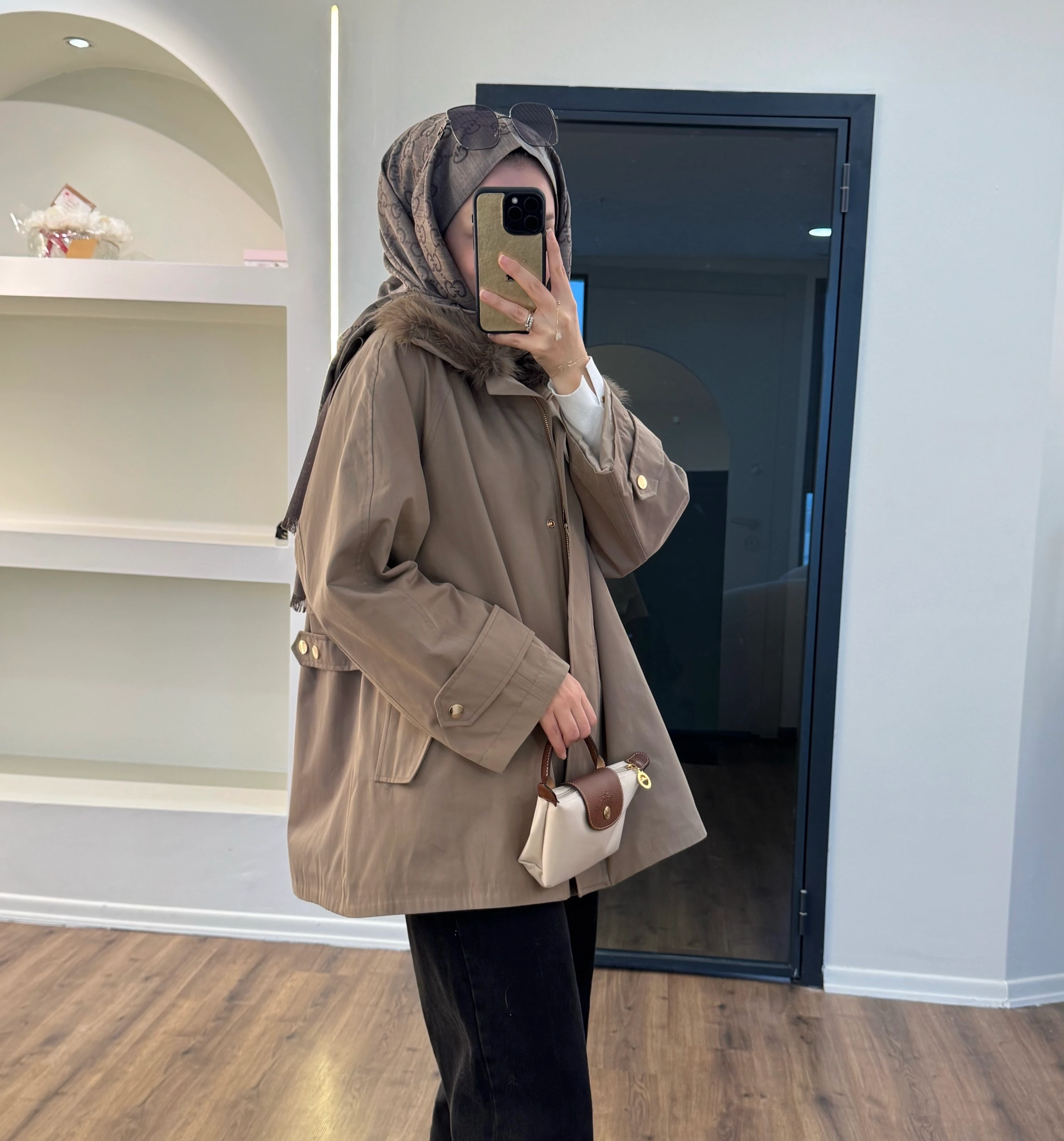 Kürklü parka - vizon