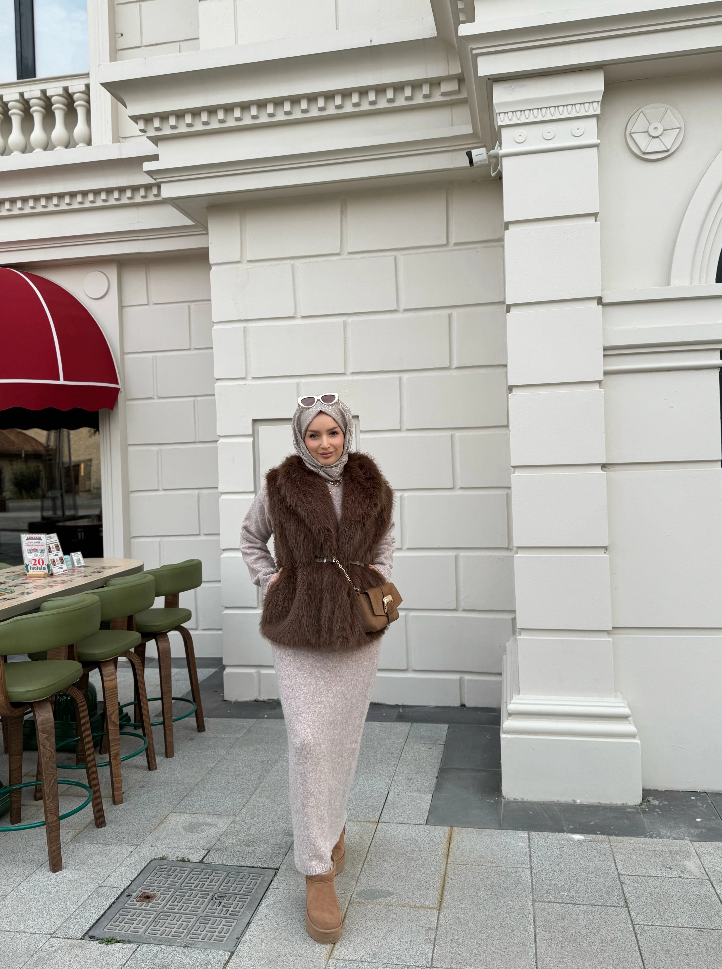 Royal kürk yelek - kahverengi