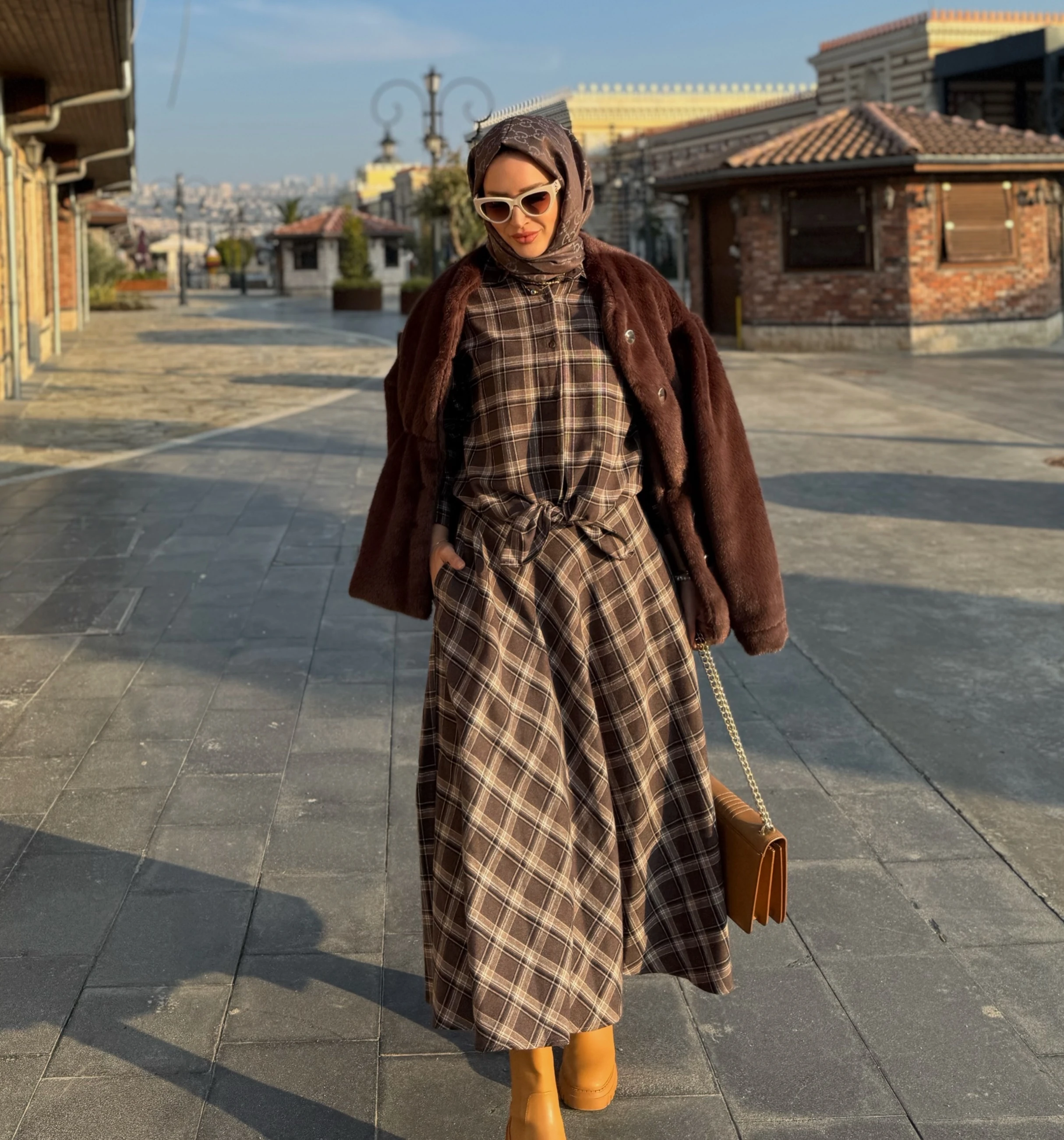 Ekoseli gömlek etek takım