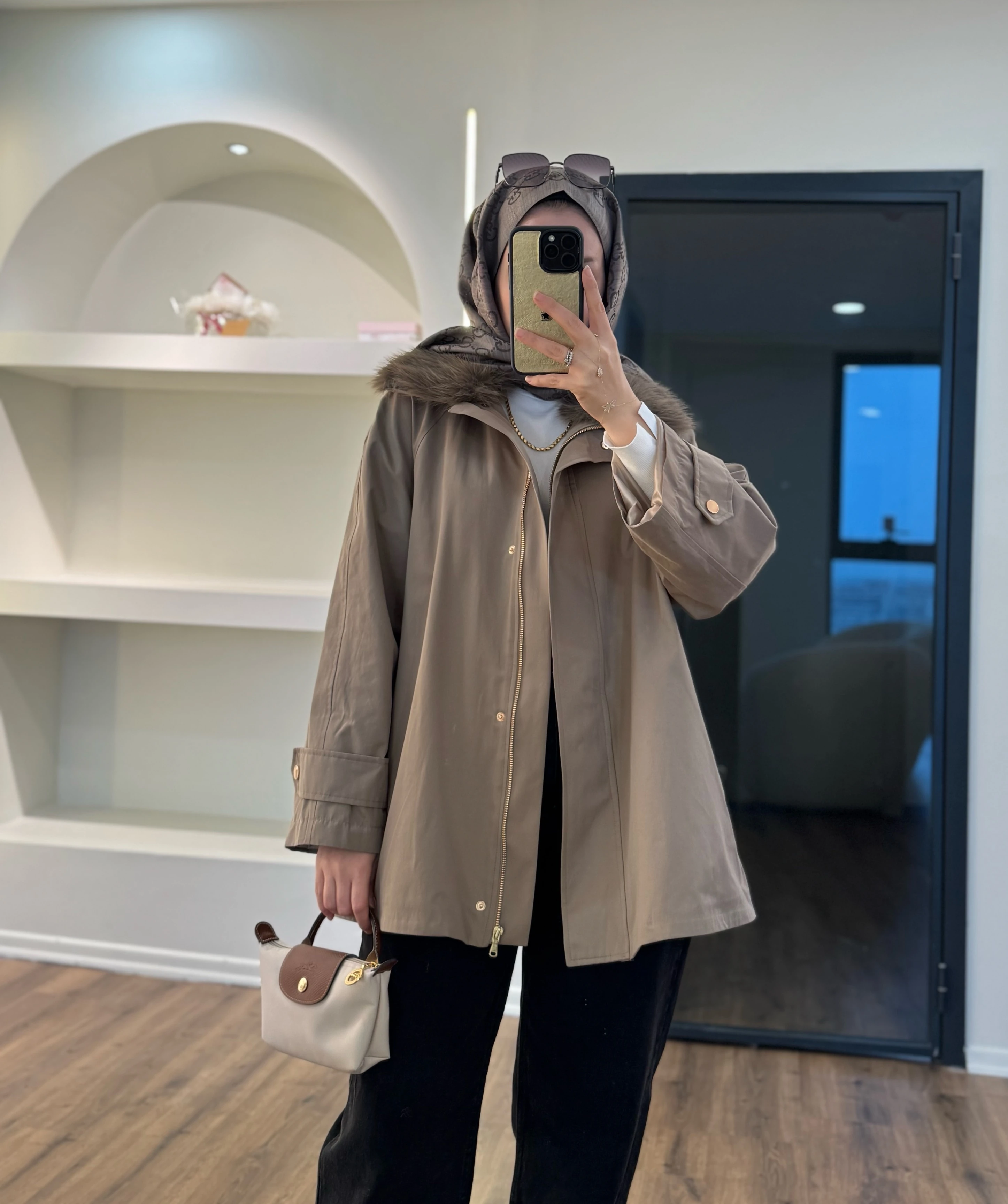 Kürklü parka - vizon