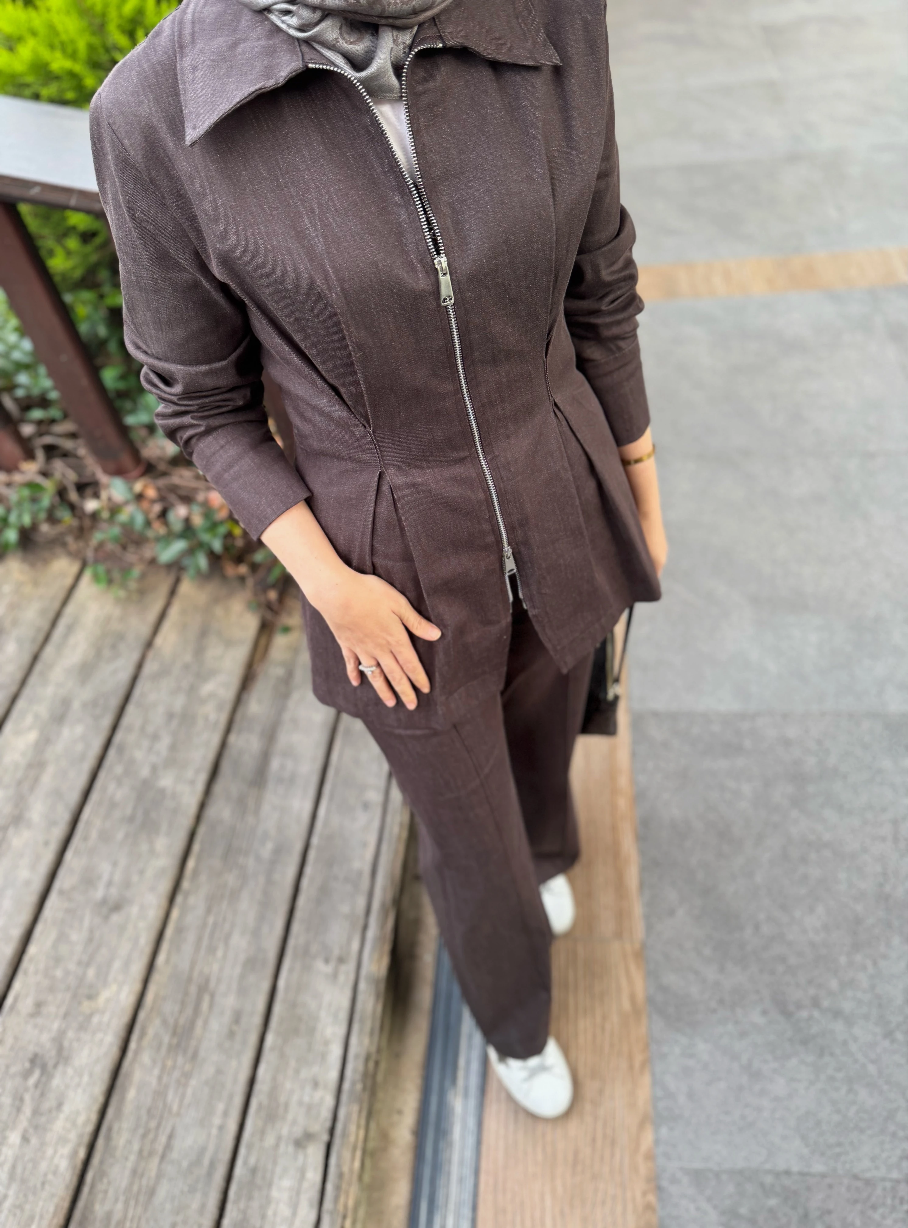 Dora denim takım - acıkahve