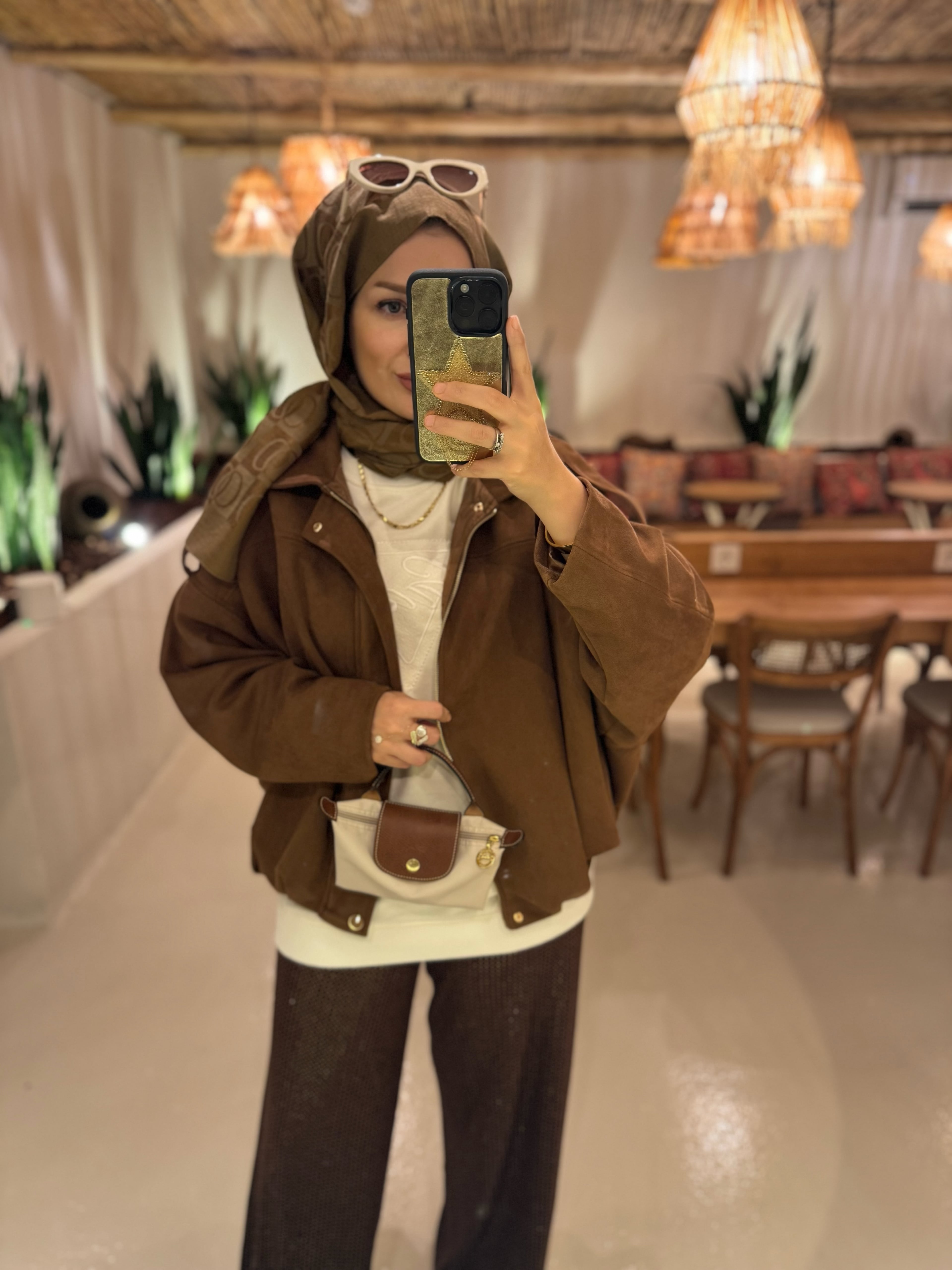 Süet bomber ceket - camel