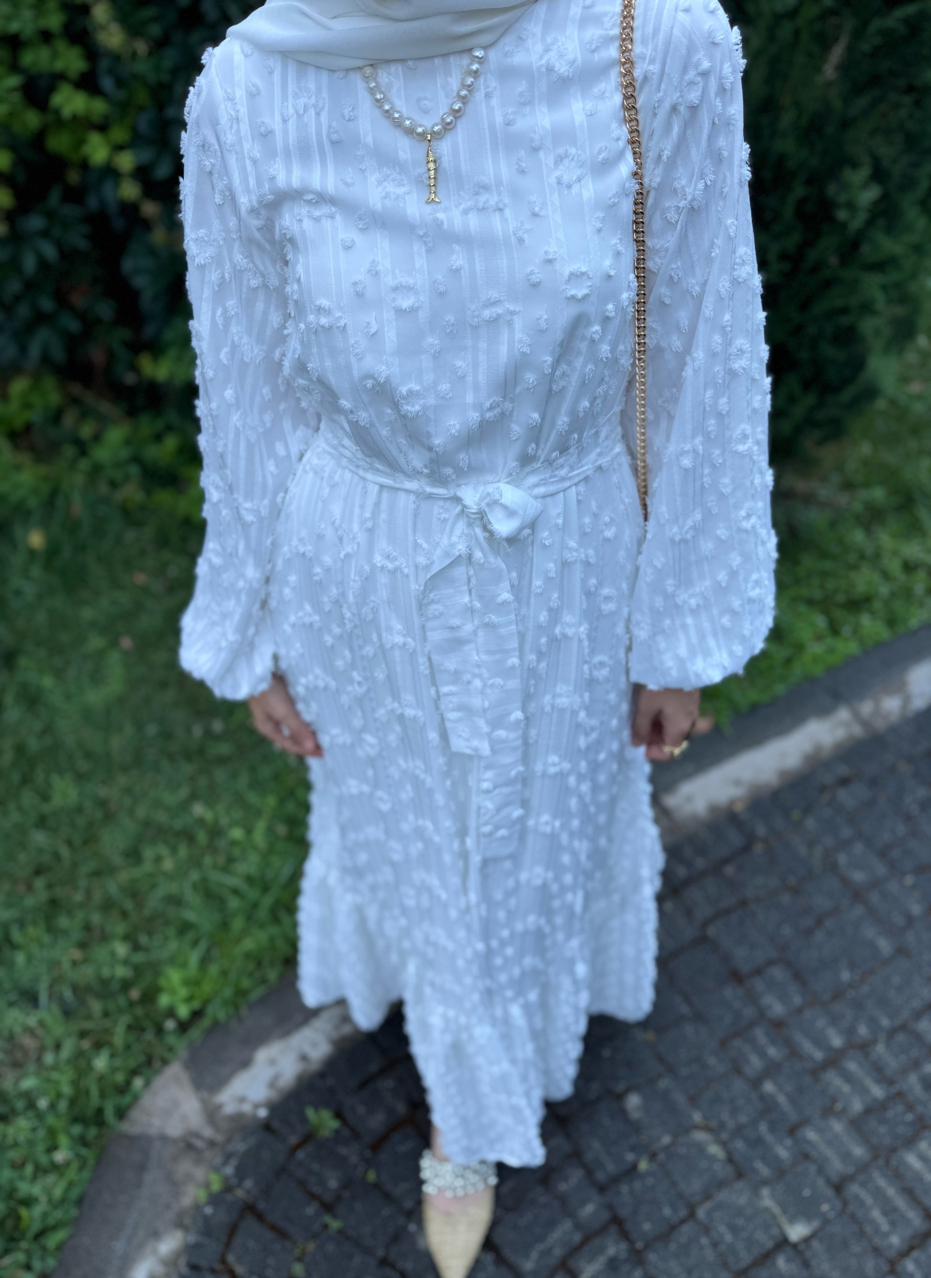 İnci elbise - beyaz