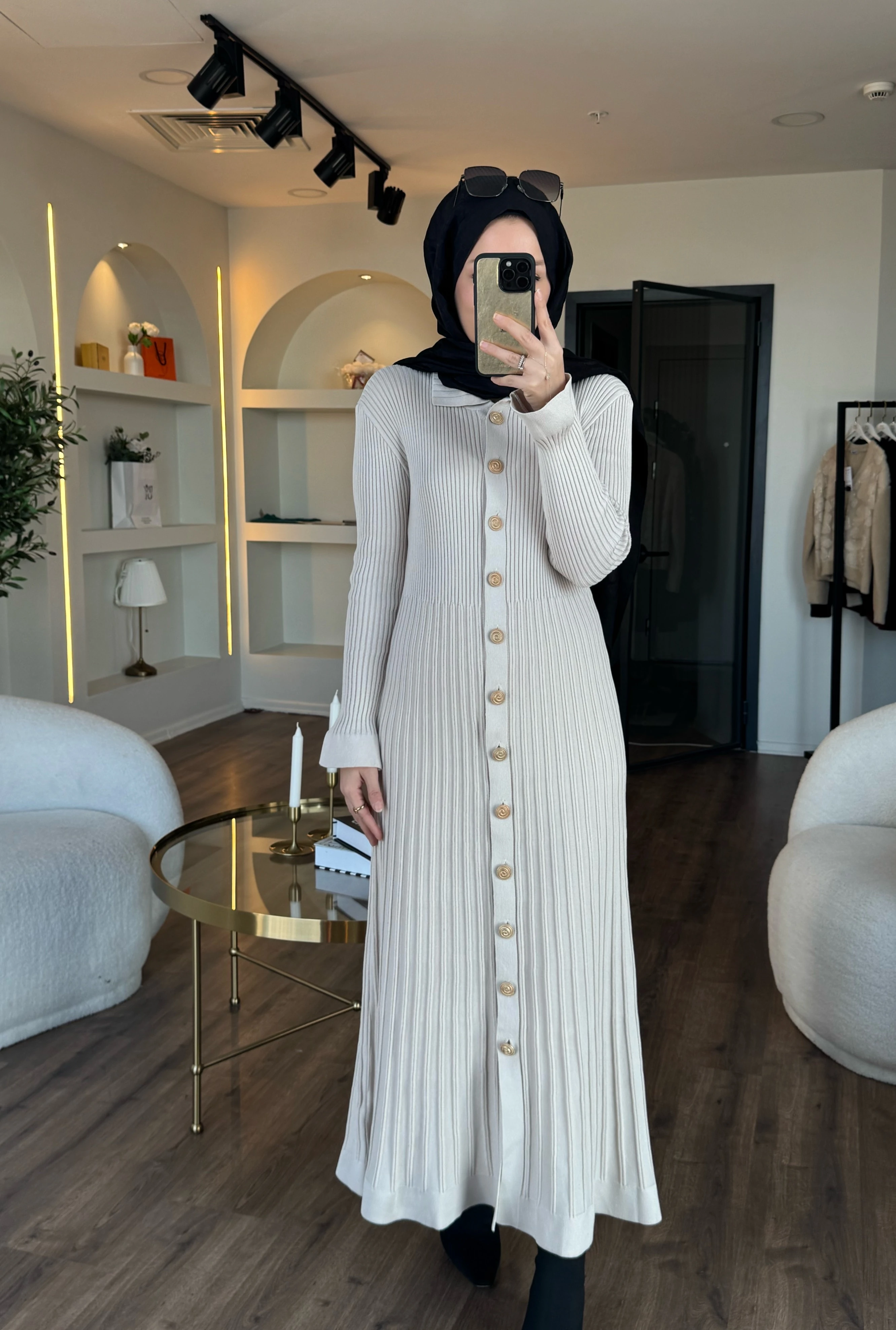 Lara merserize elbise - taş 