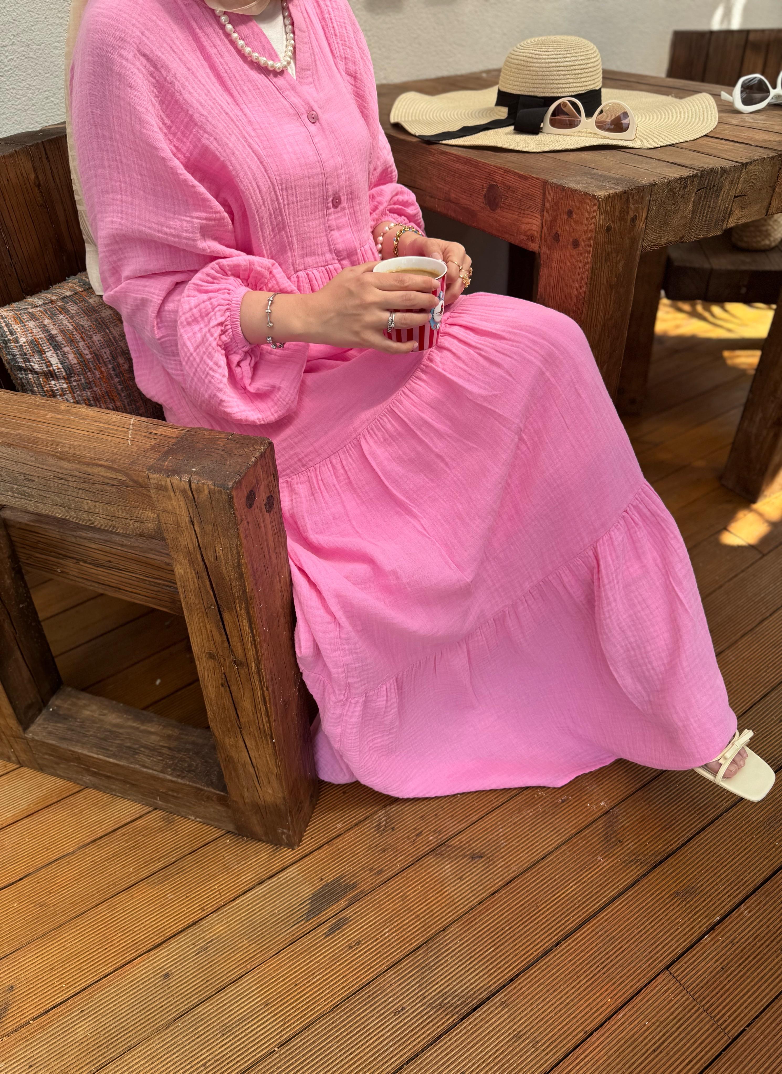 Müslin Elbise - Pembe