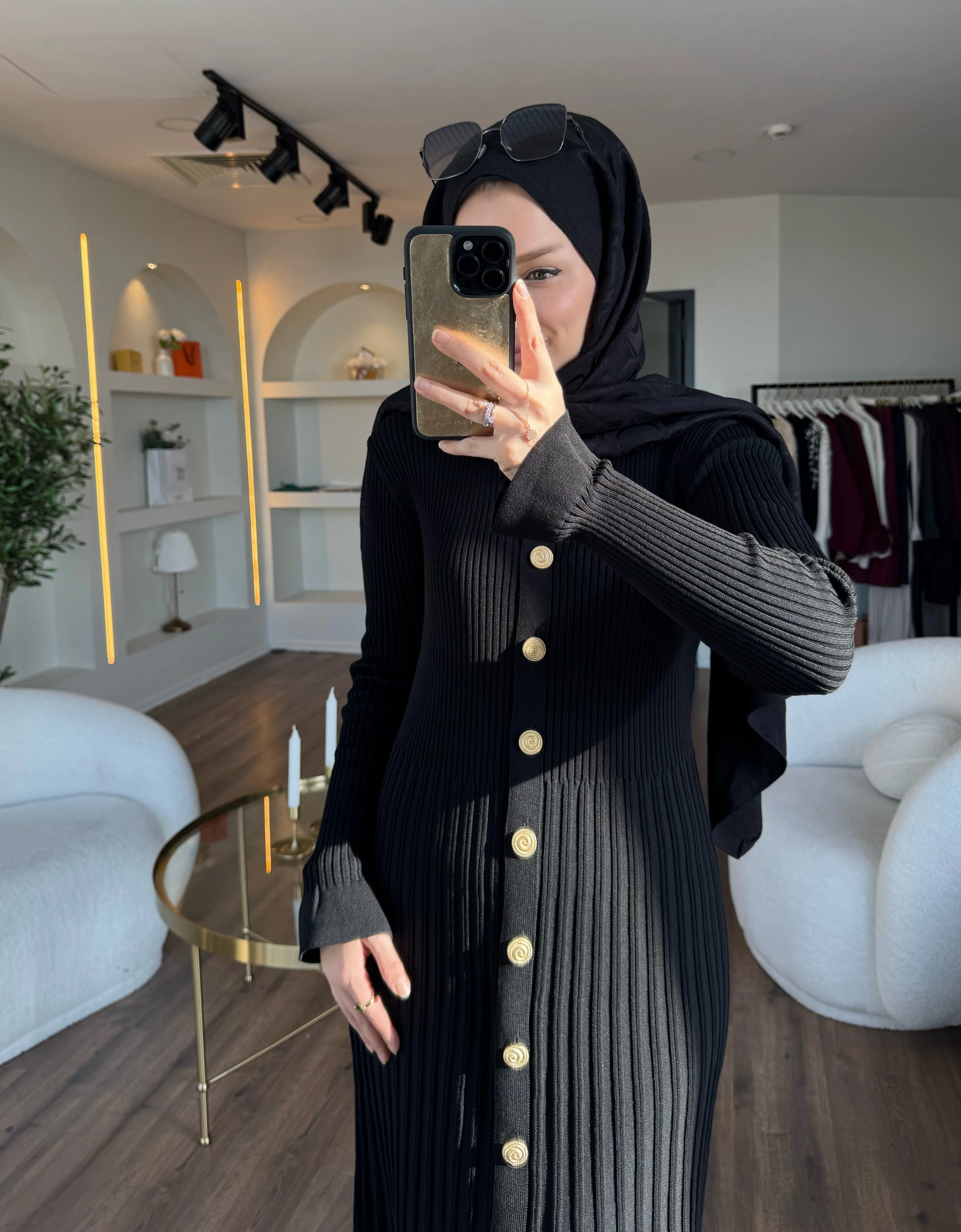 Lara merserize elbise - siyah