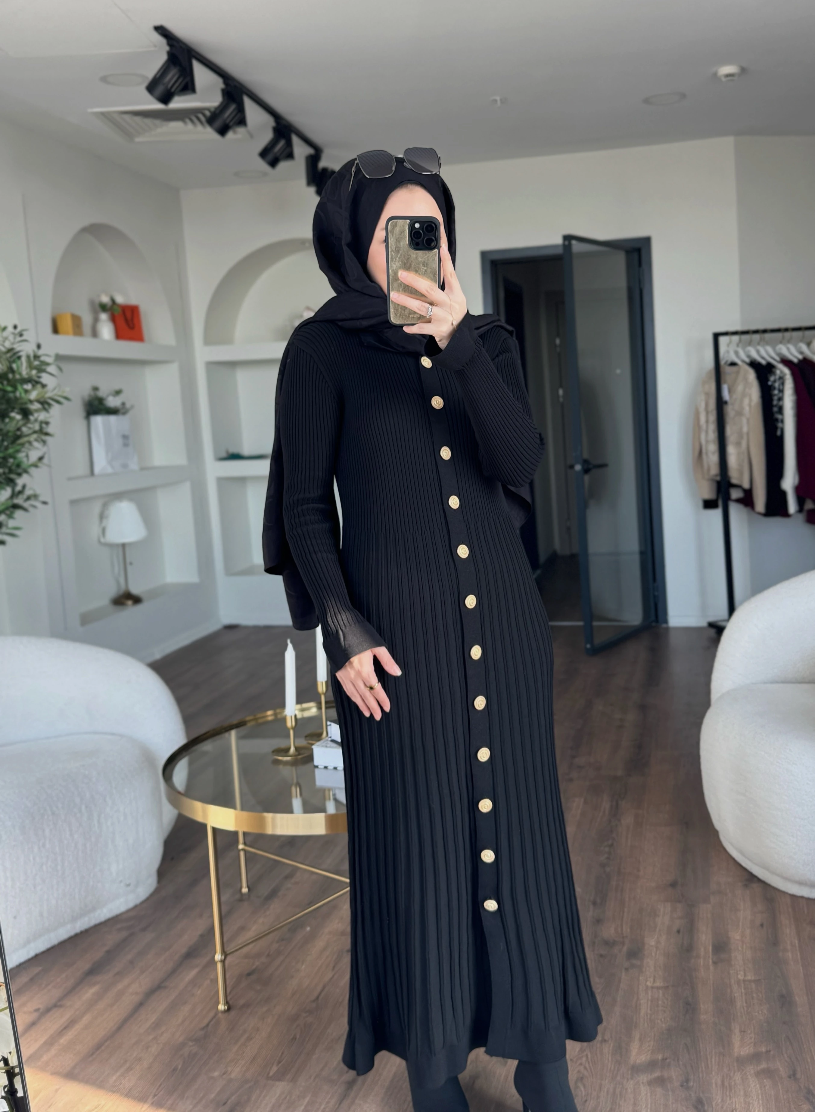 Lara merserize elbise - siyah