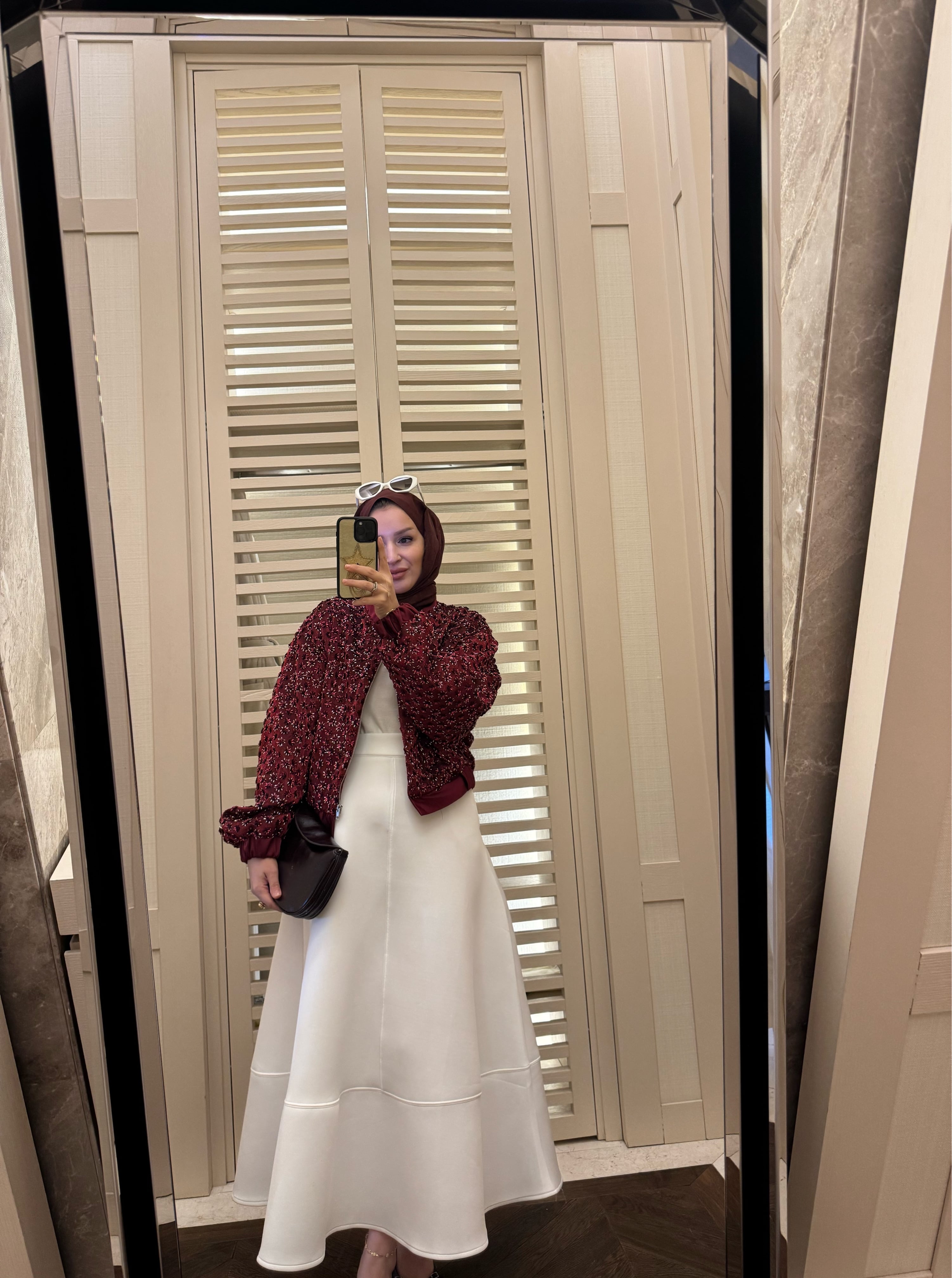 Glam payetli saten ceket -bordo