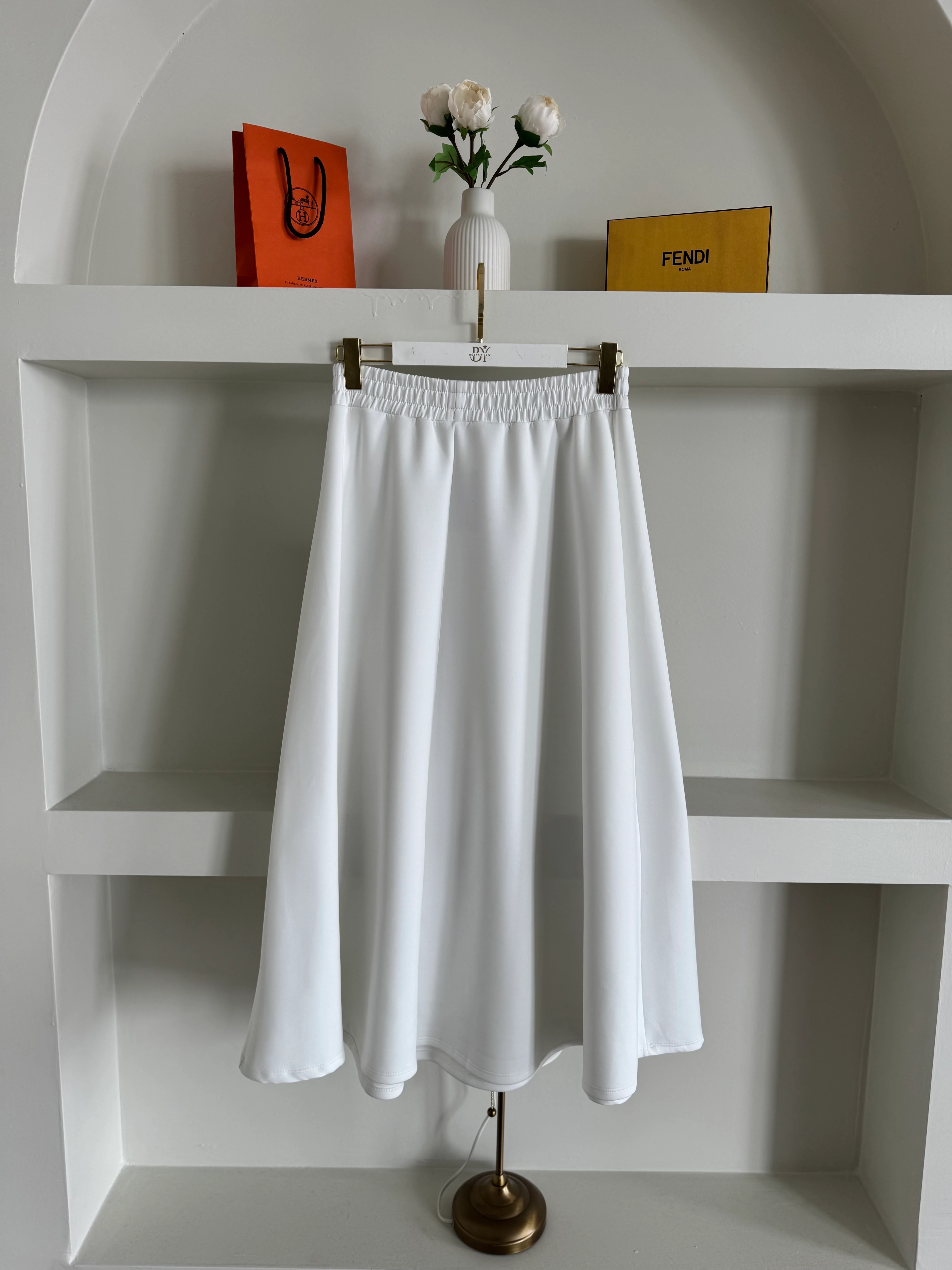 Kloş scuba etek - beyaz 