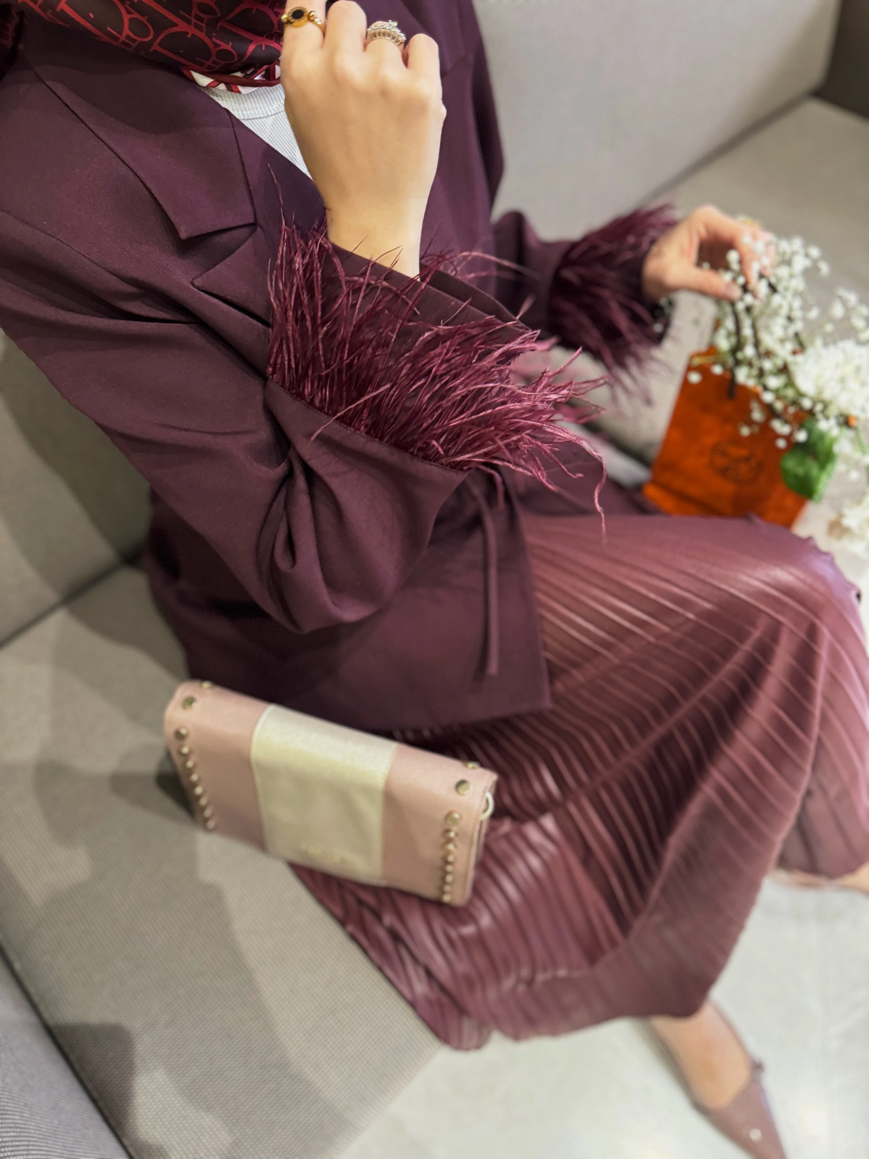 Otrişli ceket - bordo