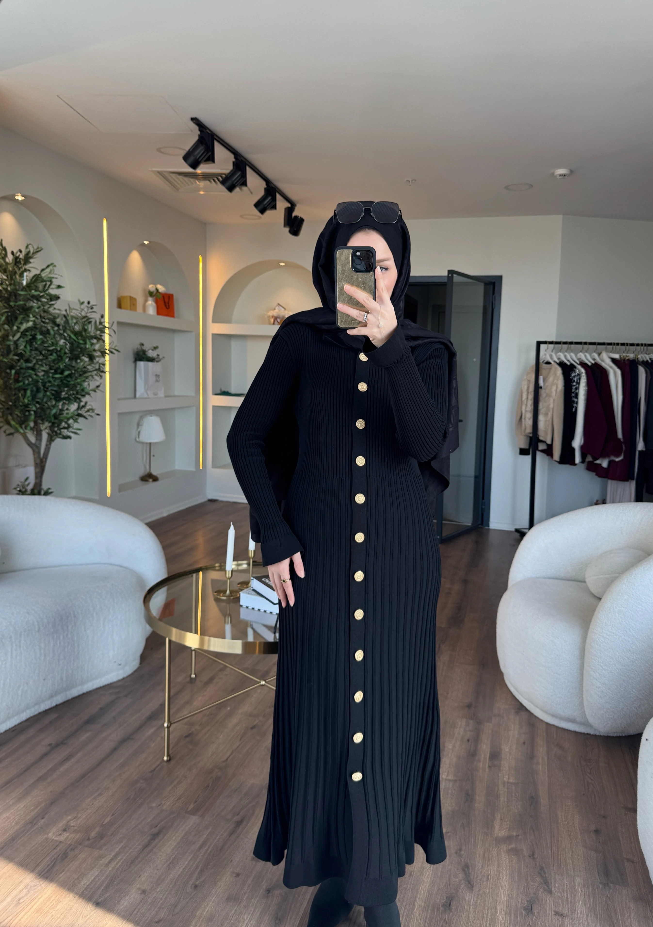 Lara merserize elbise - siyah