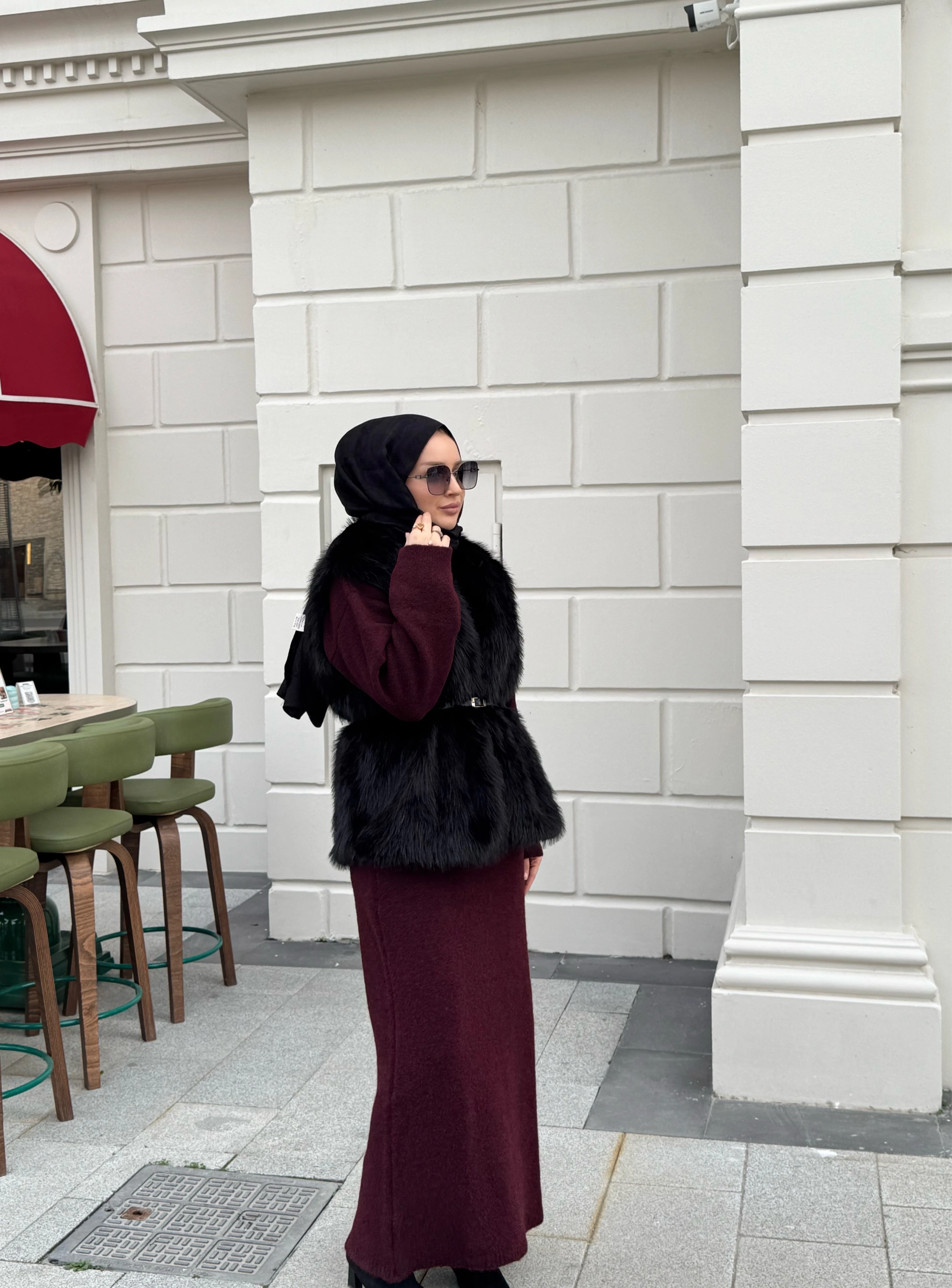 Royal kürk yelek - siyah