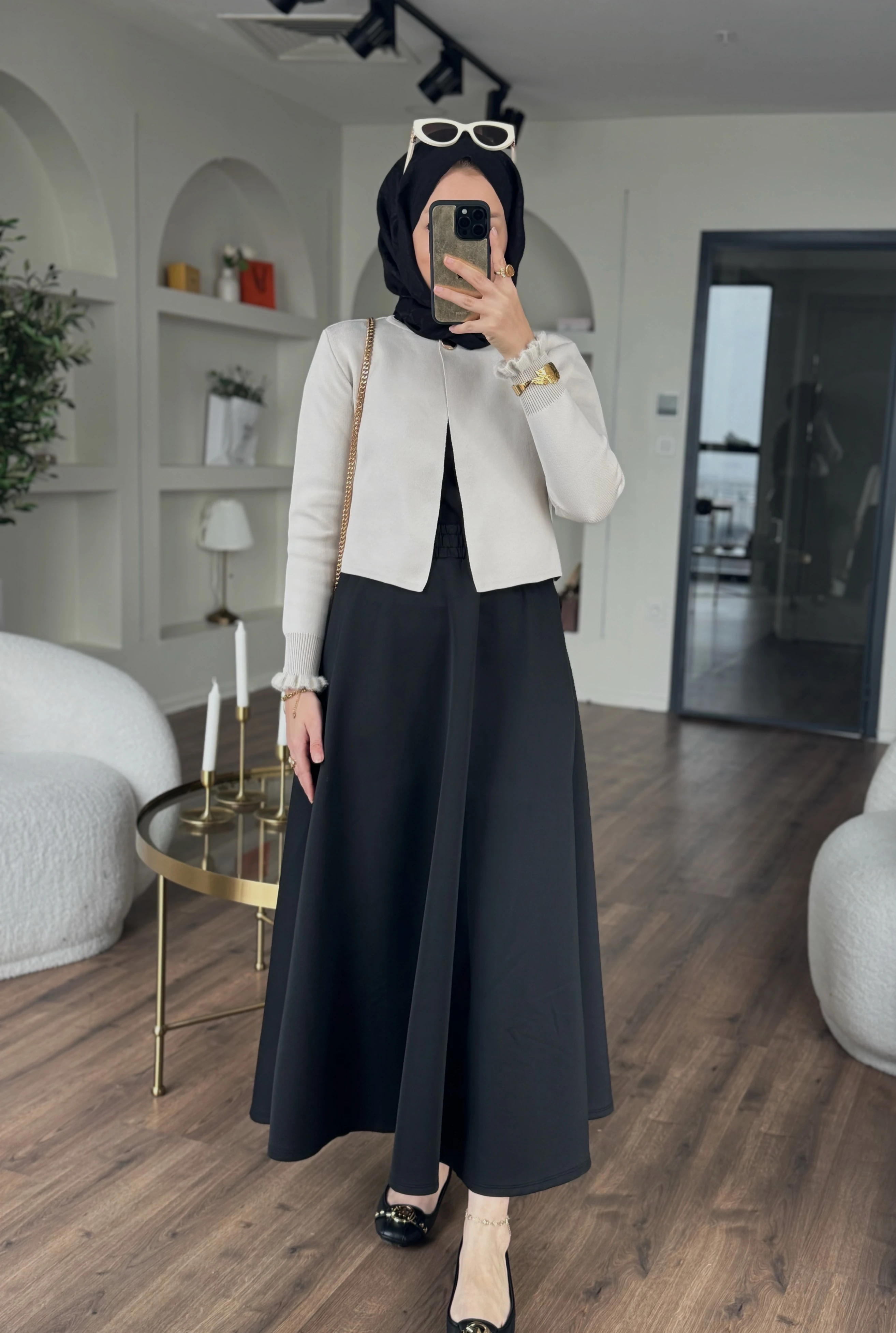 Kloş scuba etek - siyah