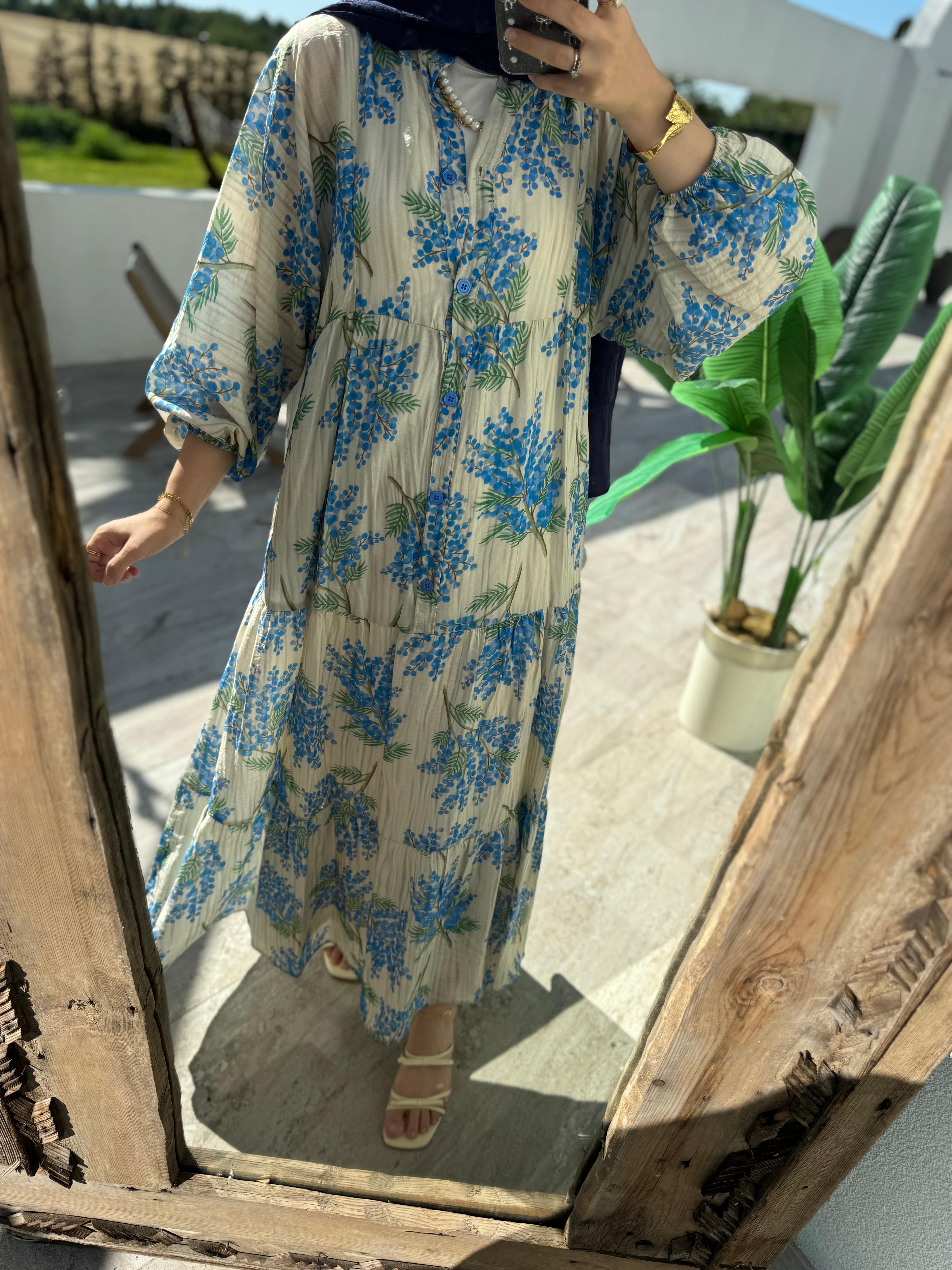 Mimoza elbise - mavi