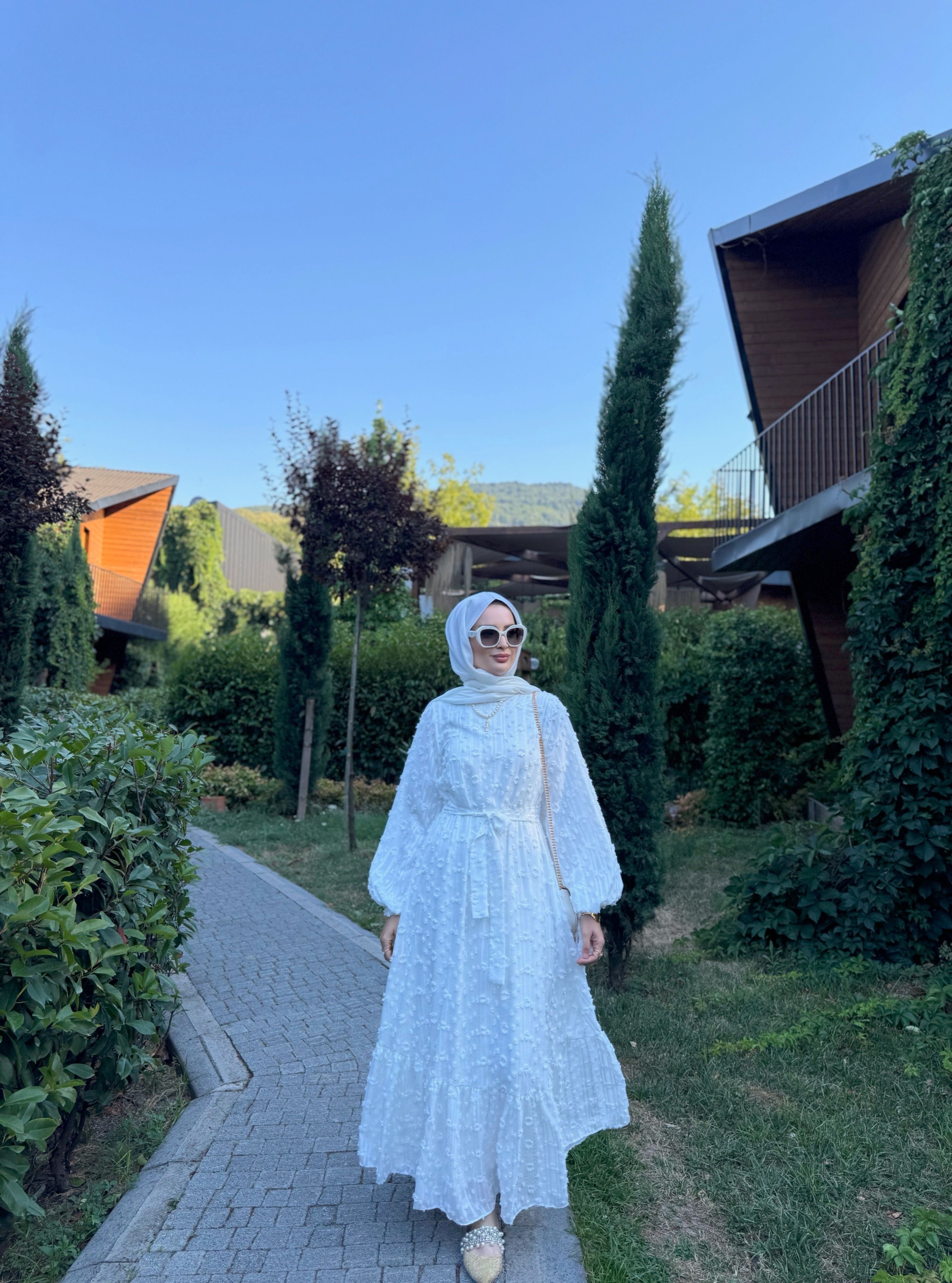 İnci elbise - beyaz