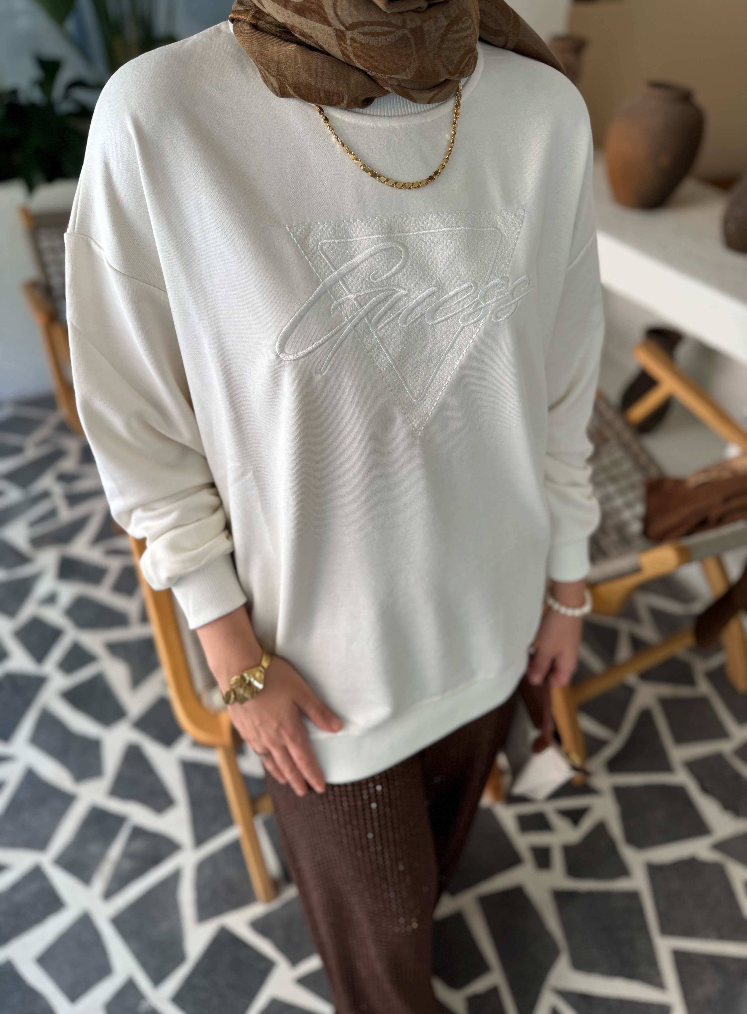Gess sweatshirt - beyaz