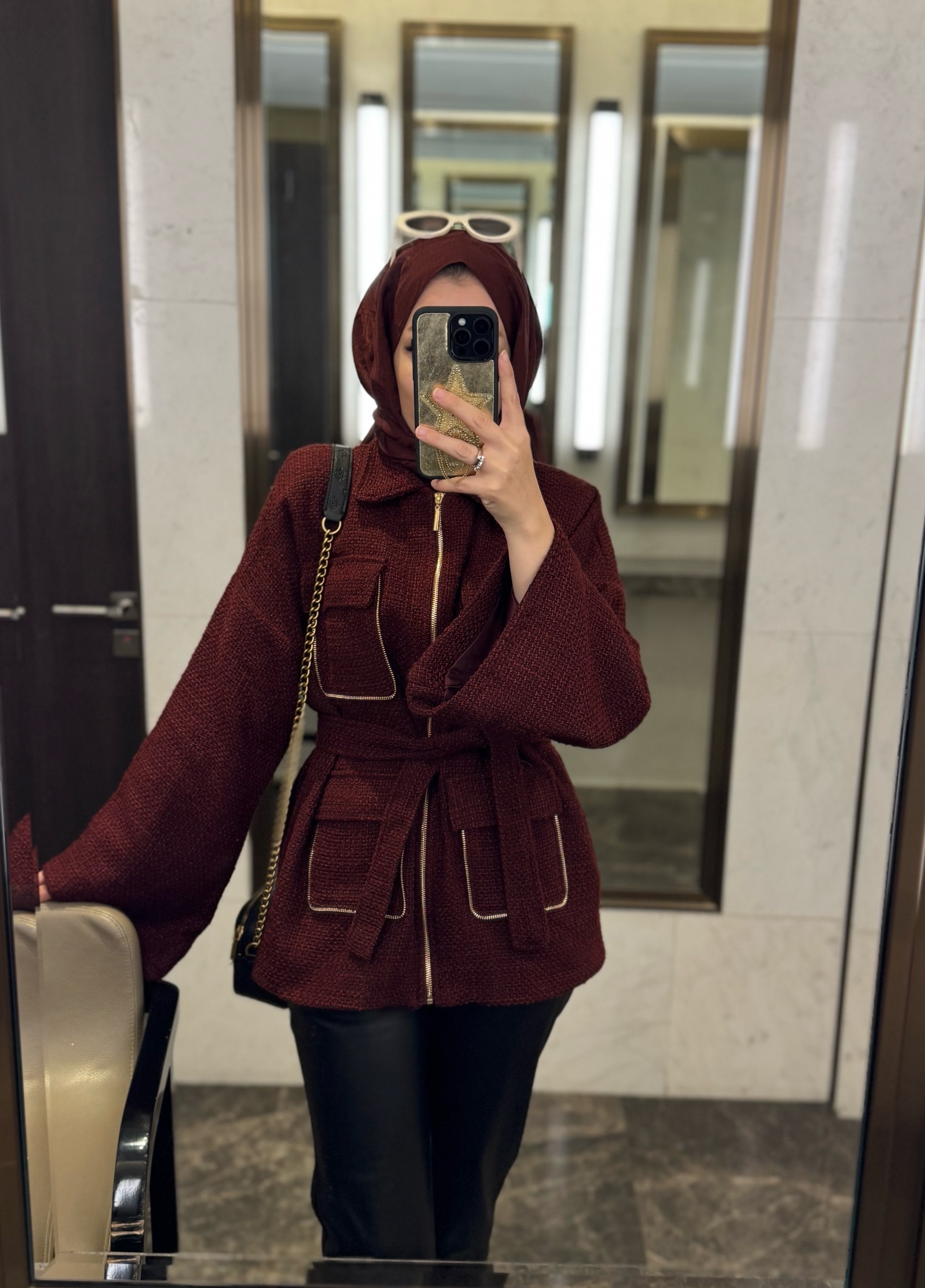 Tüvit ceket - bordo 