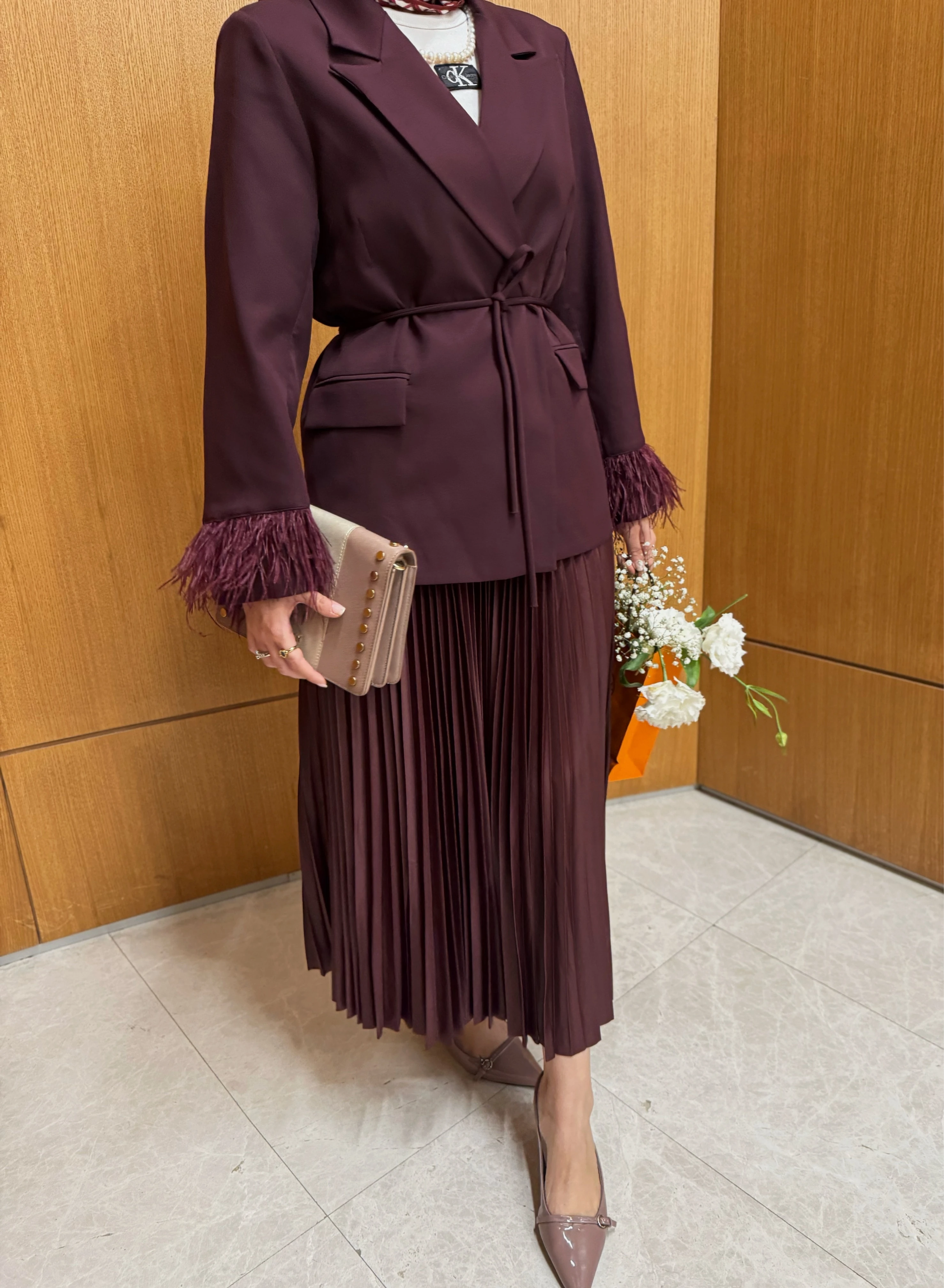 Otrişli ceket - bordo