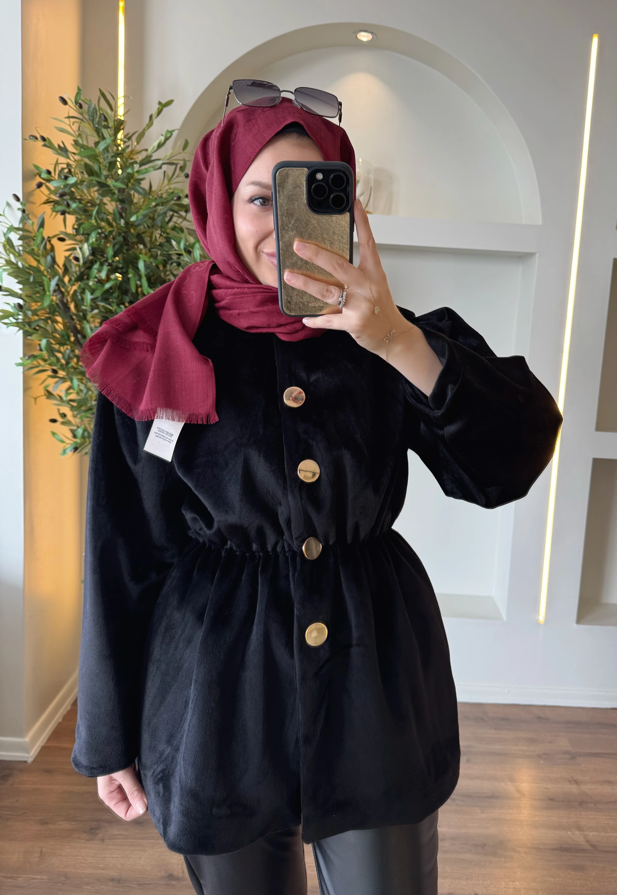 Lidya kürk ceket - siyah