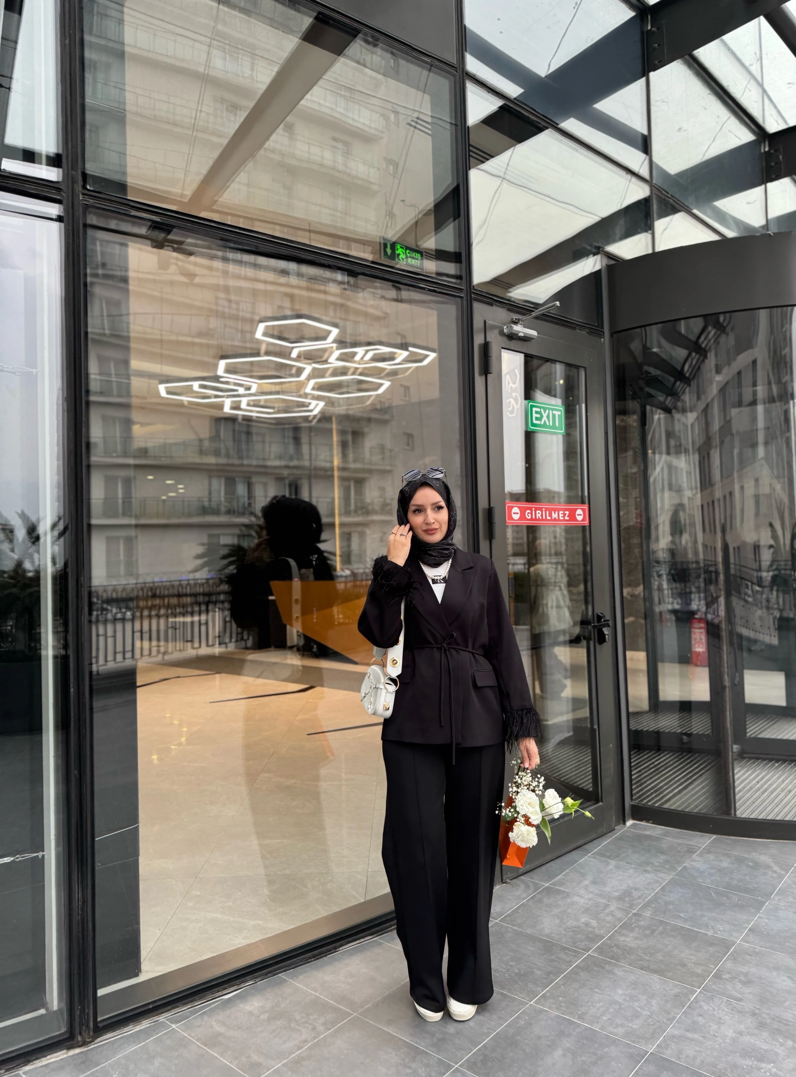 Otrişli ceket - siyah