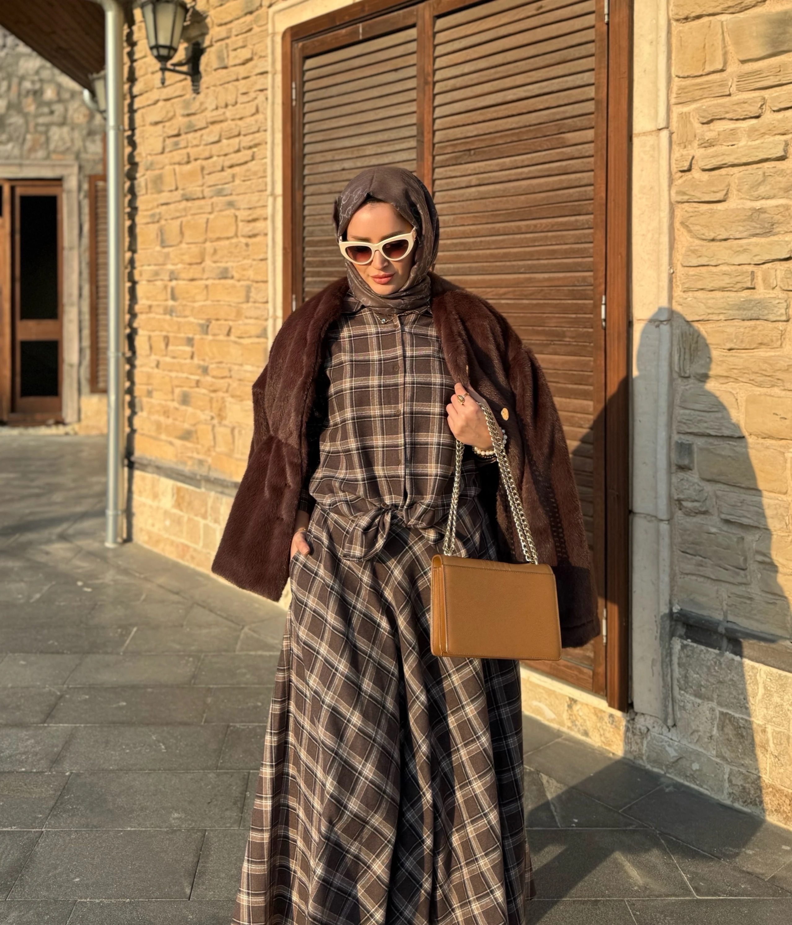 Ekoseli gömlek etek takım