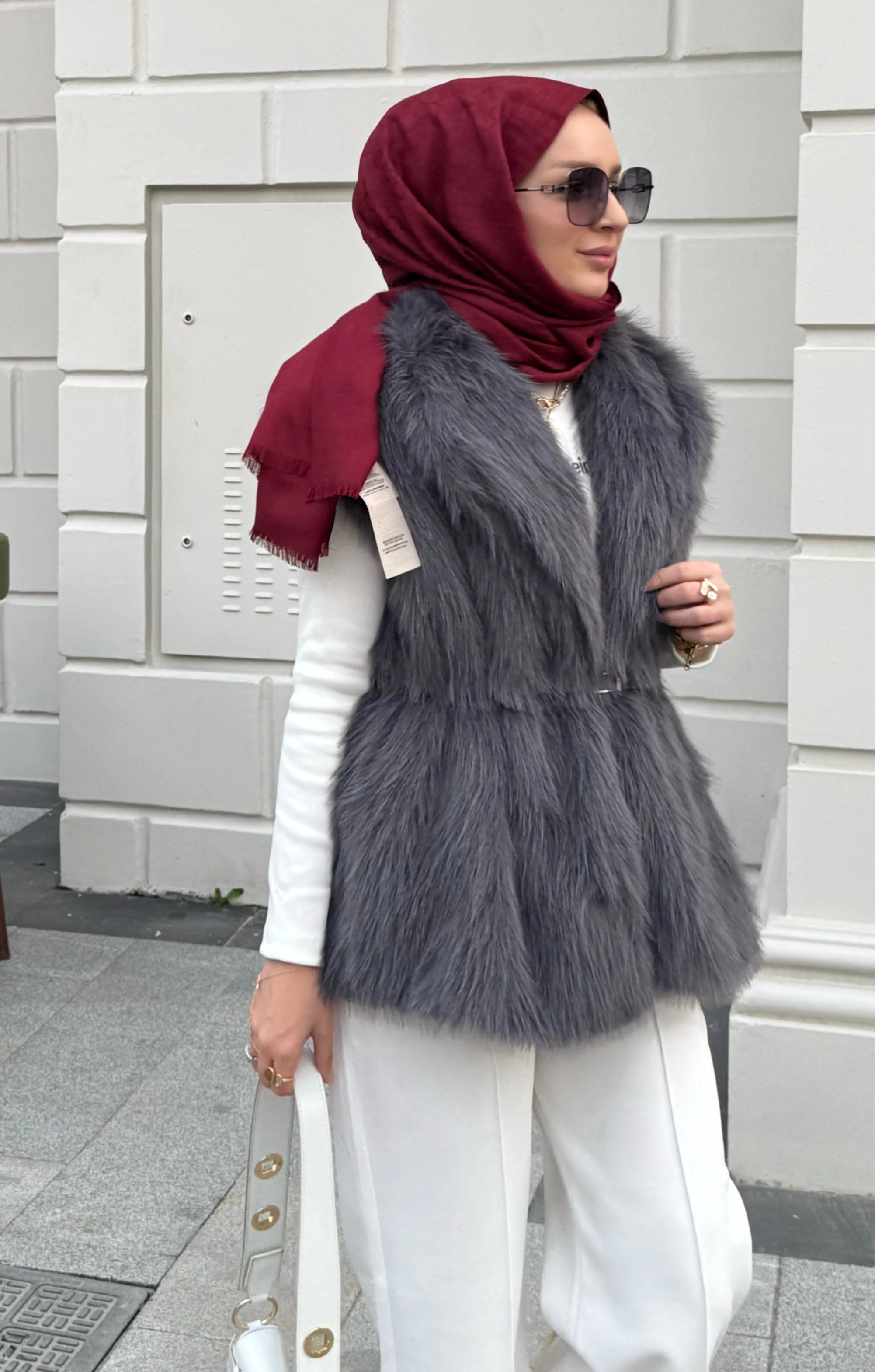 Royal kürk yelek - gri