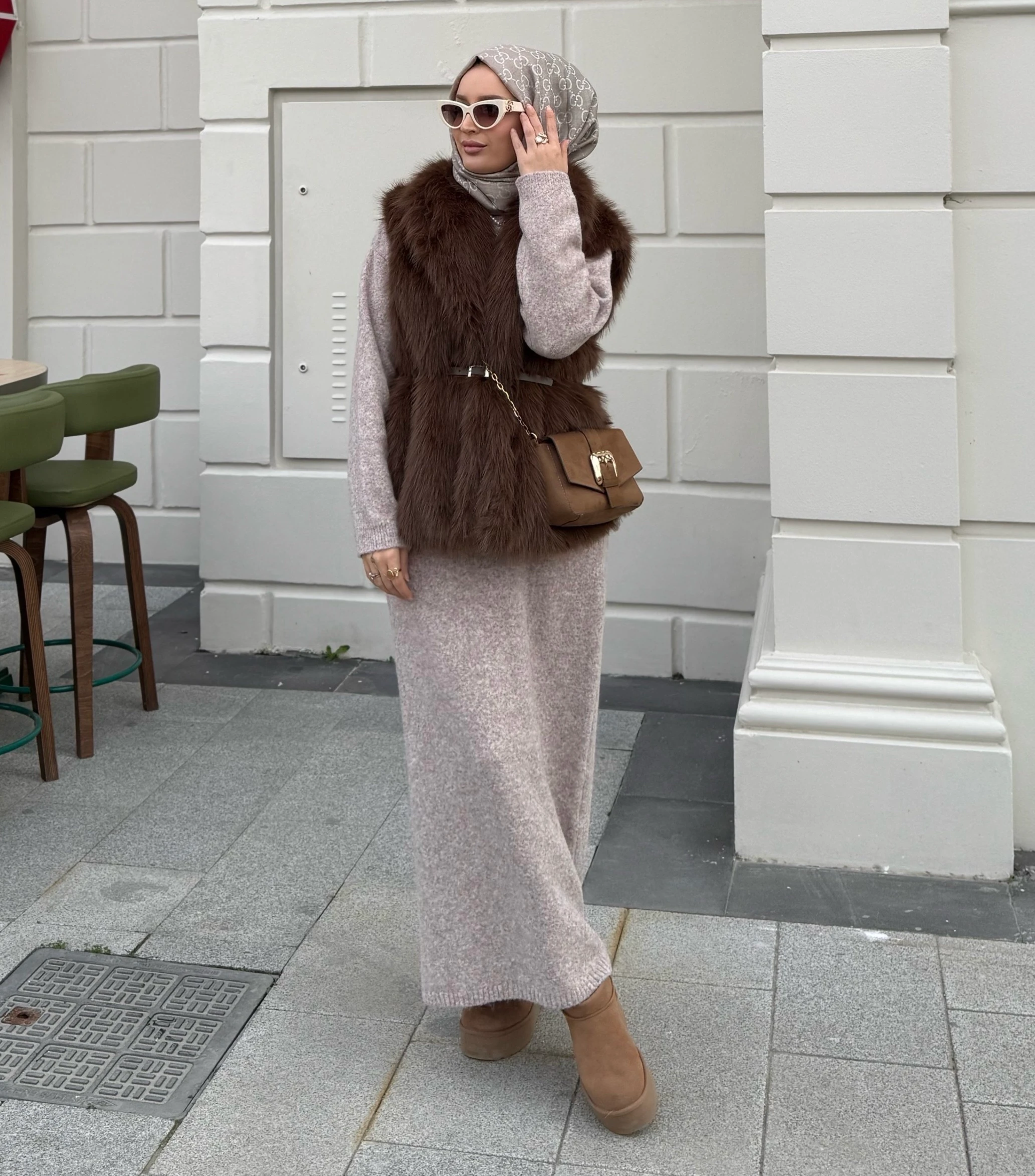 Royal kürk yelek - kahverengi