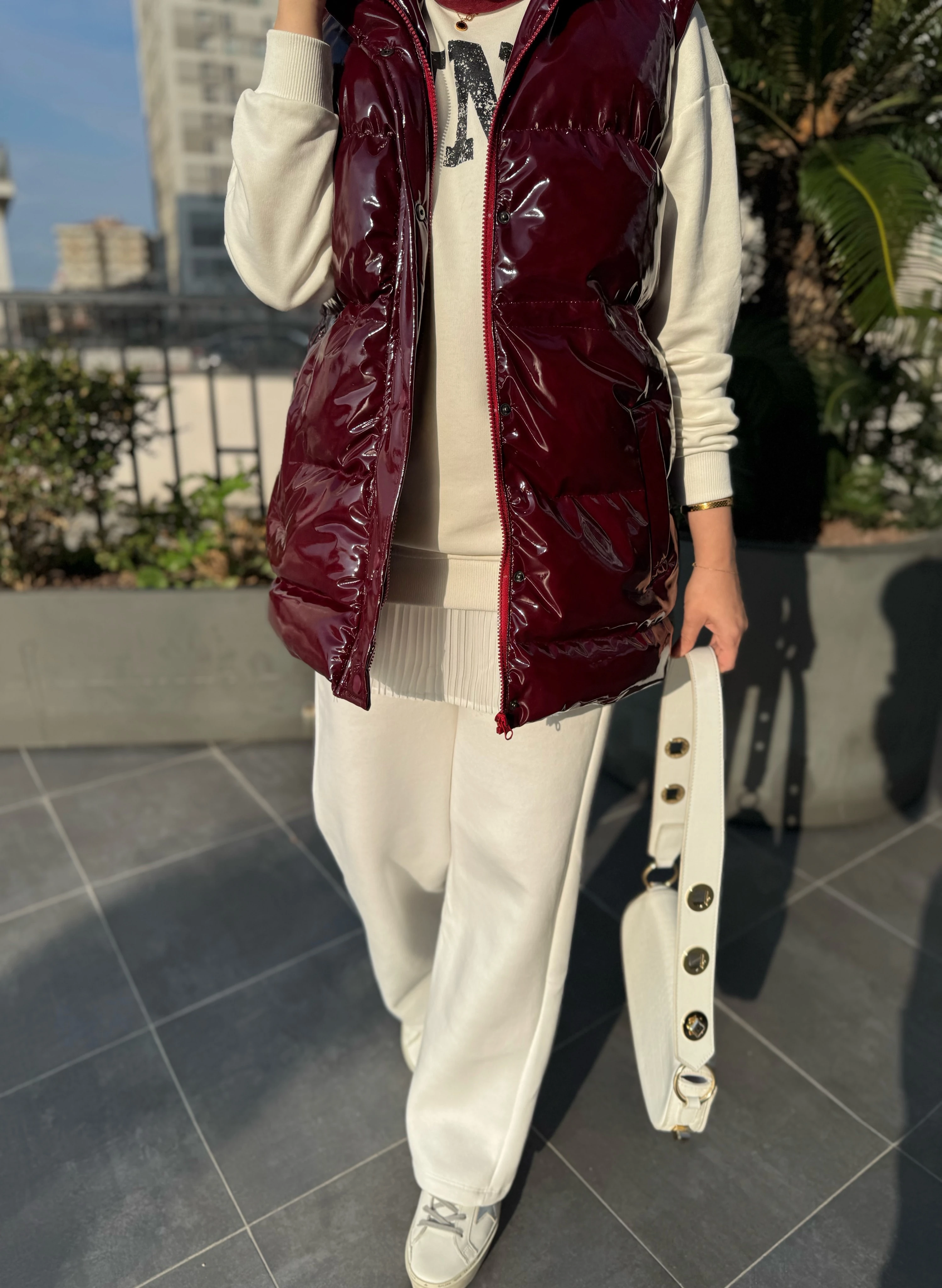 Rugan şişme yelek - bordo