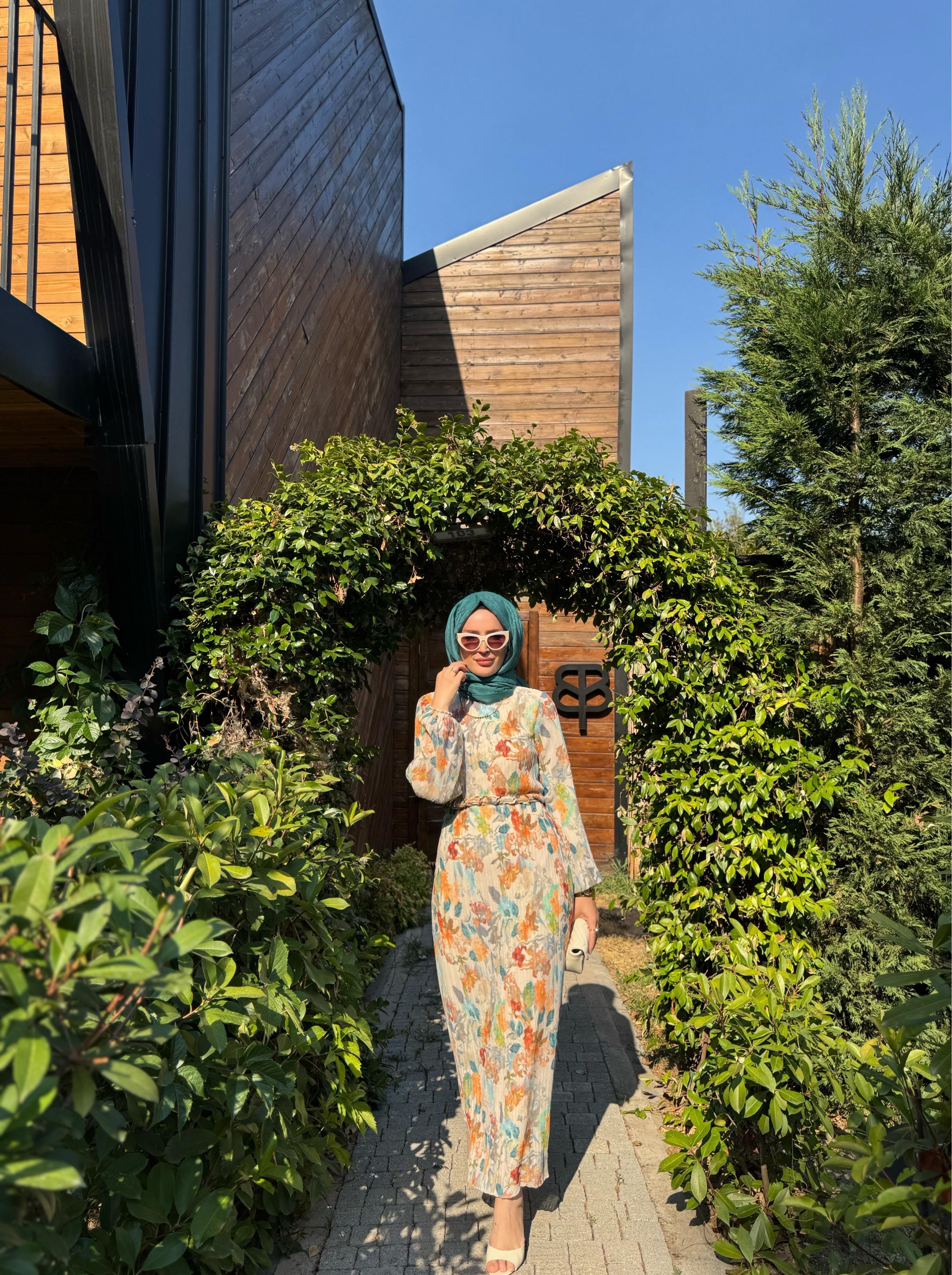 Elegant elbise - petrol mavisi