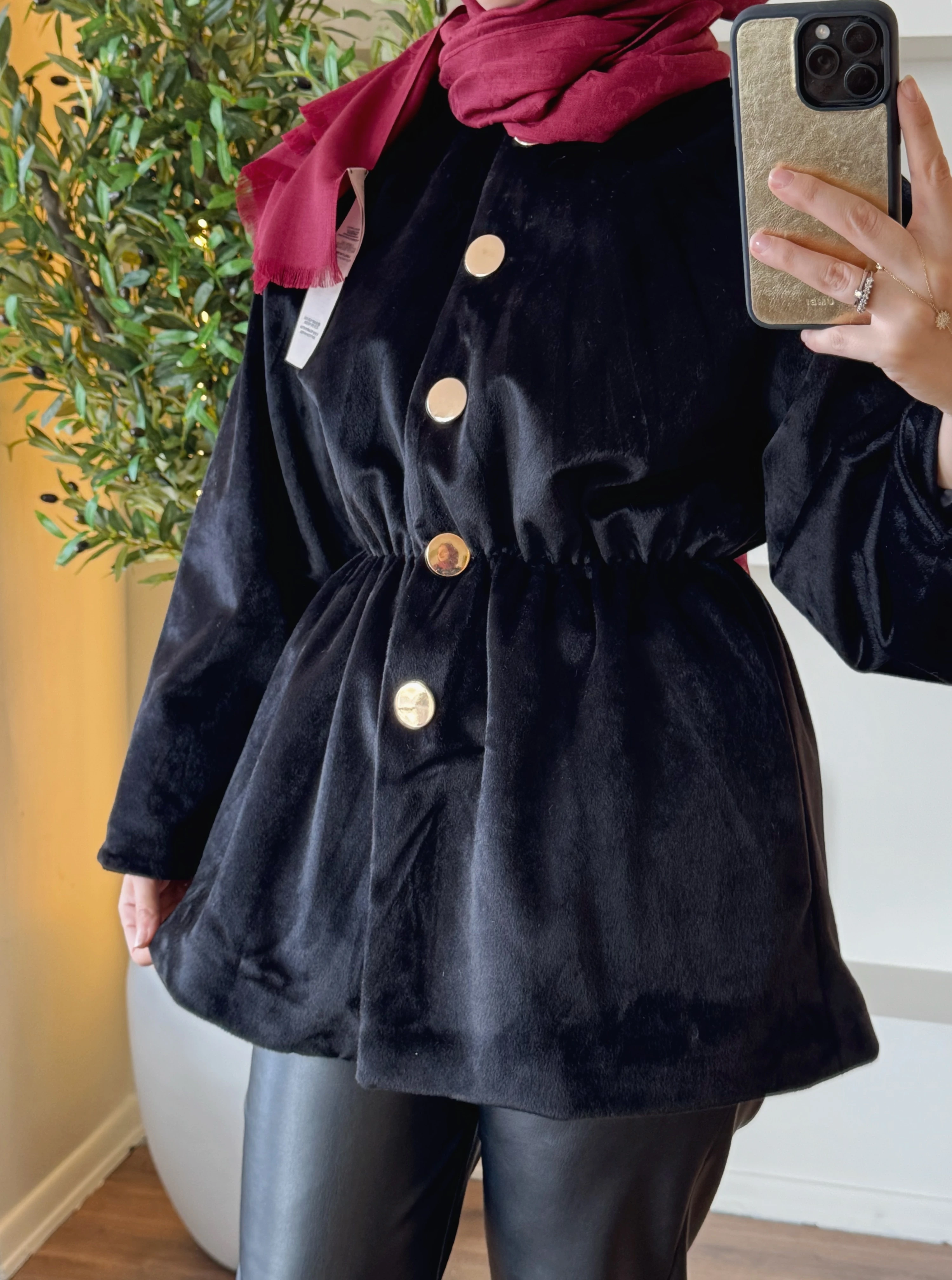 Lidya kürk ceket - siyah