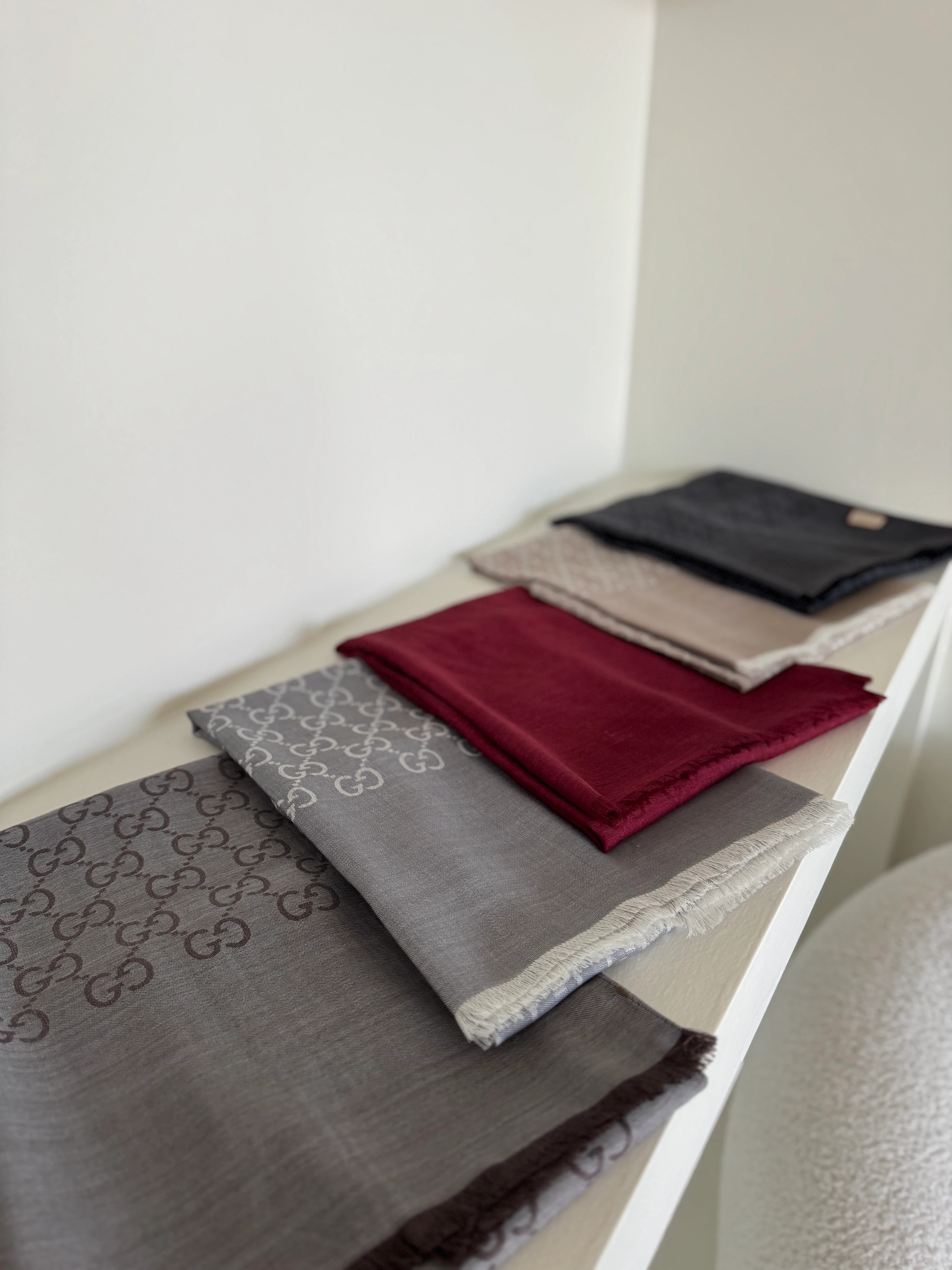 Yün ipek şal - bordo 