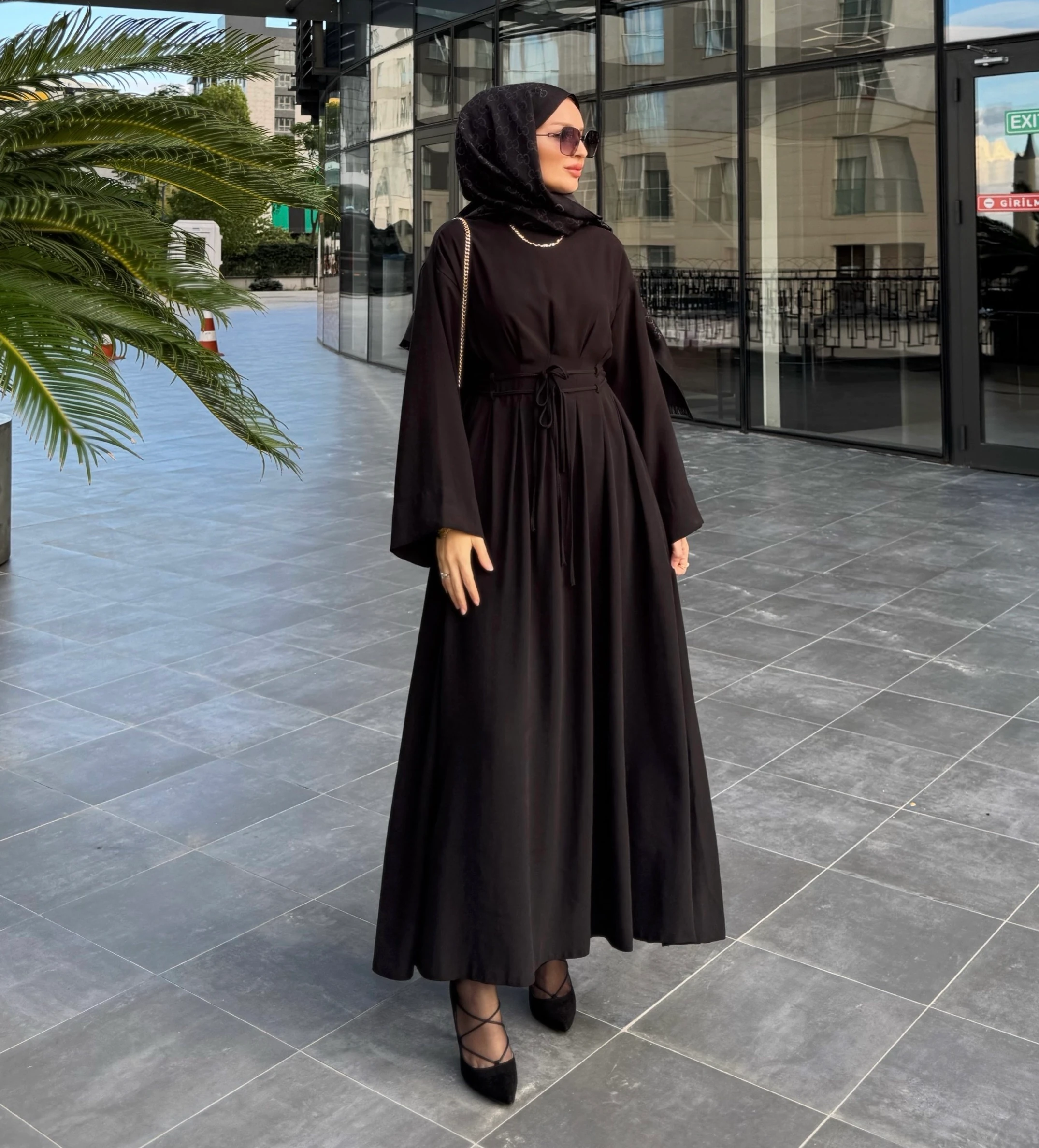 Narin tensel elbise - siyah