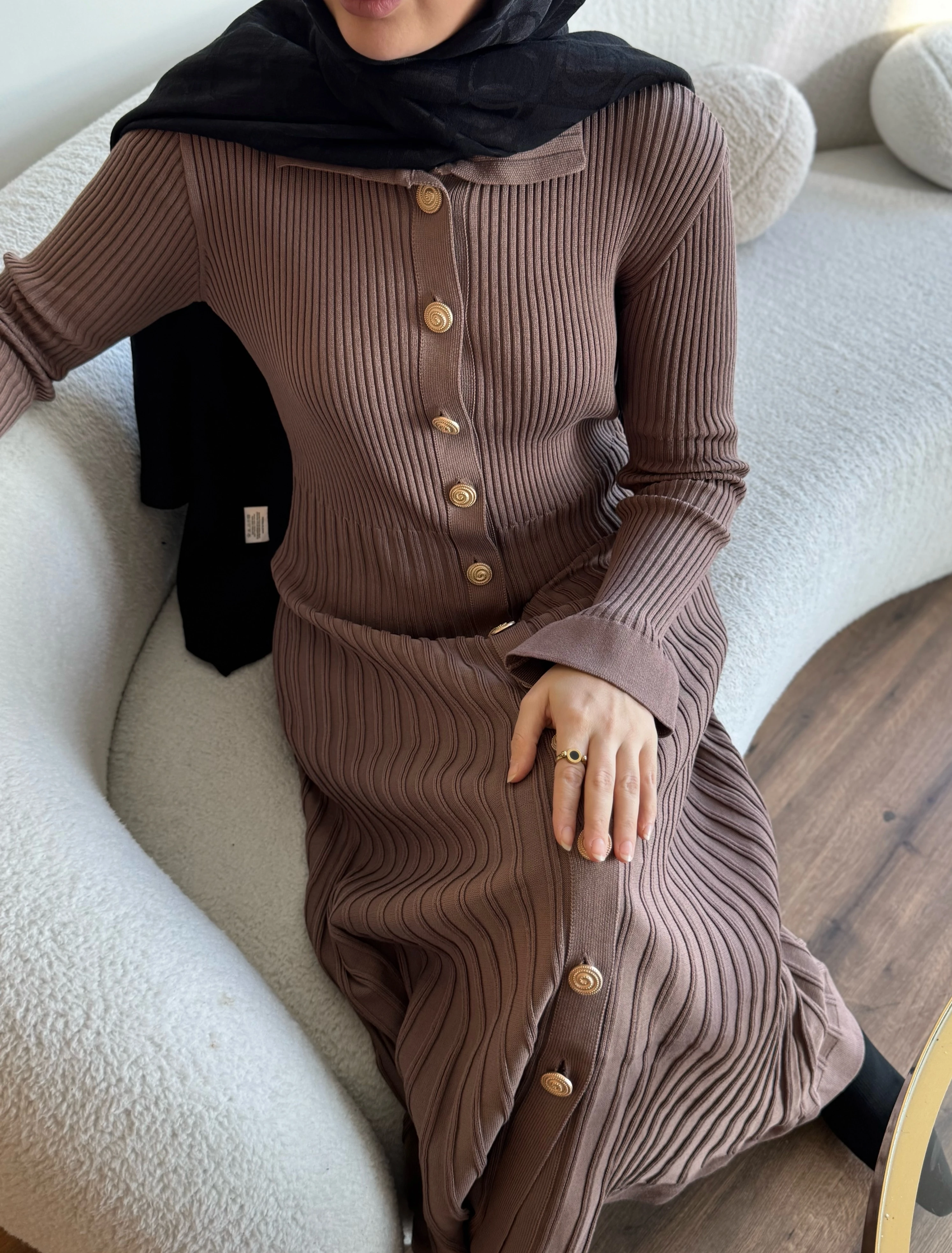 Lara merserize elbise - vizon