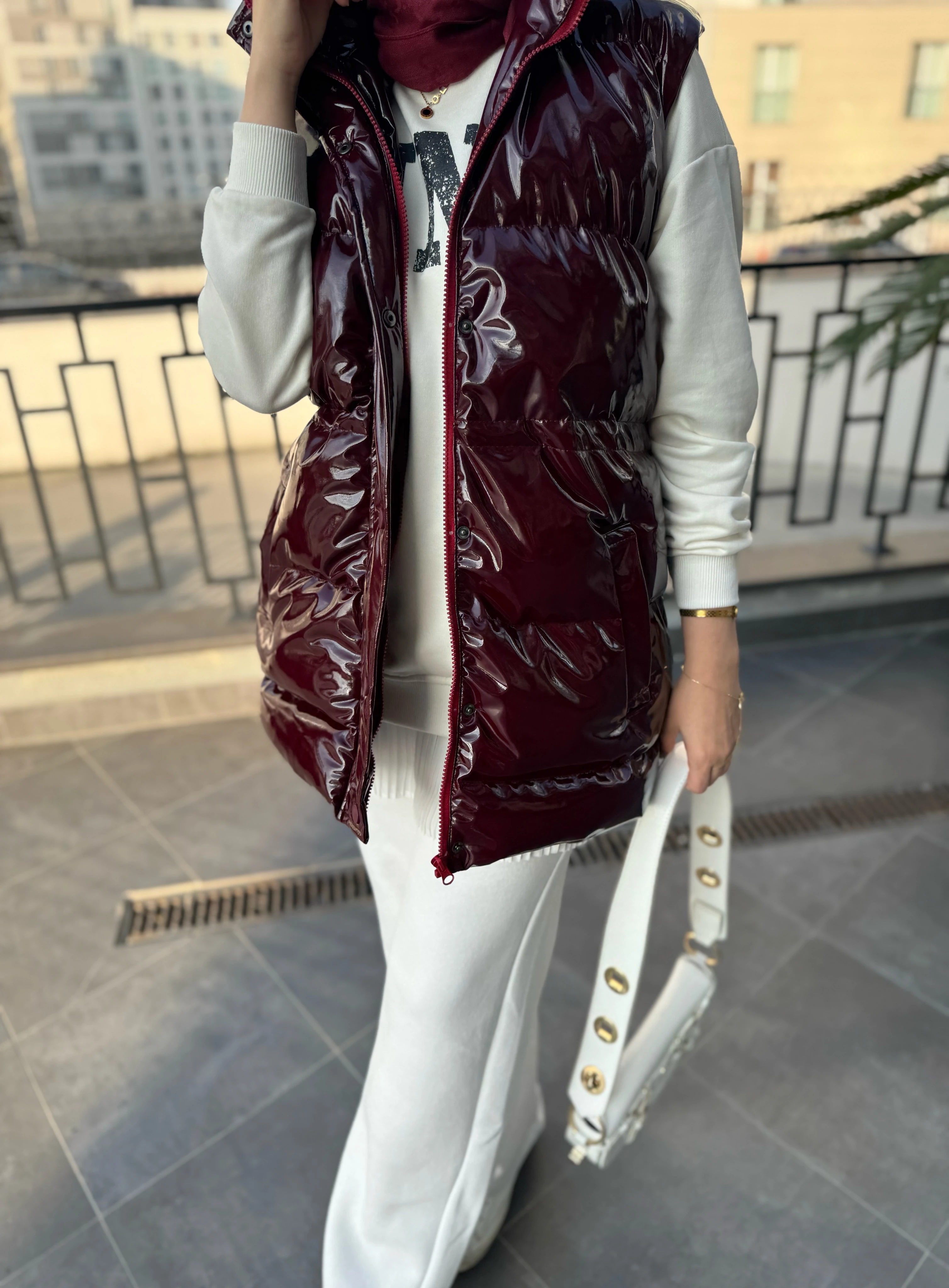 Rugan şişme yelek - bordo