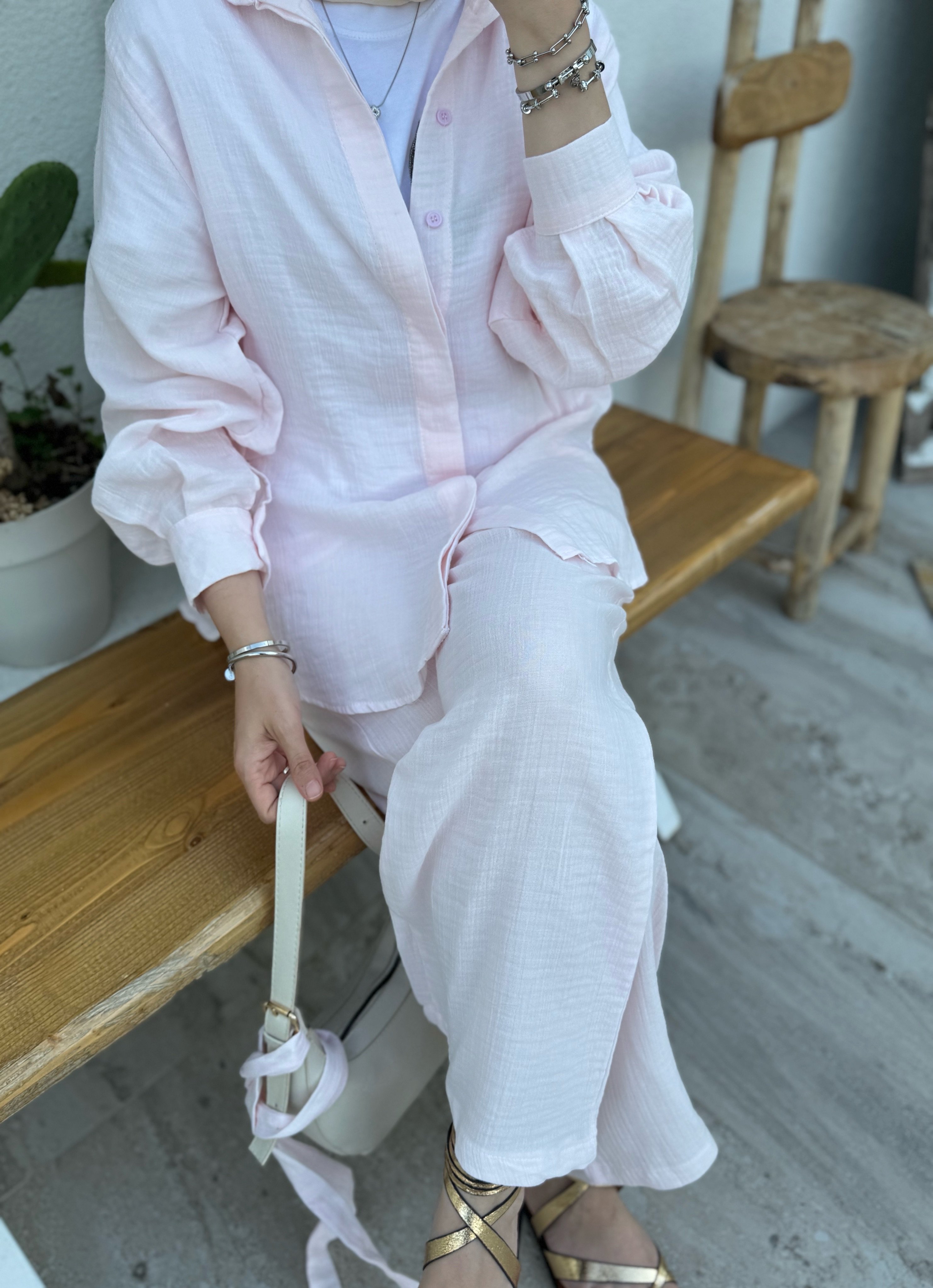 Müslin takım - pembe