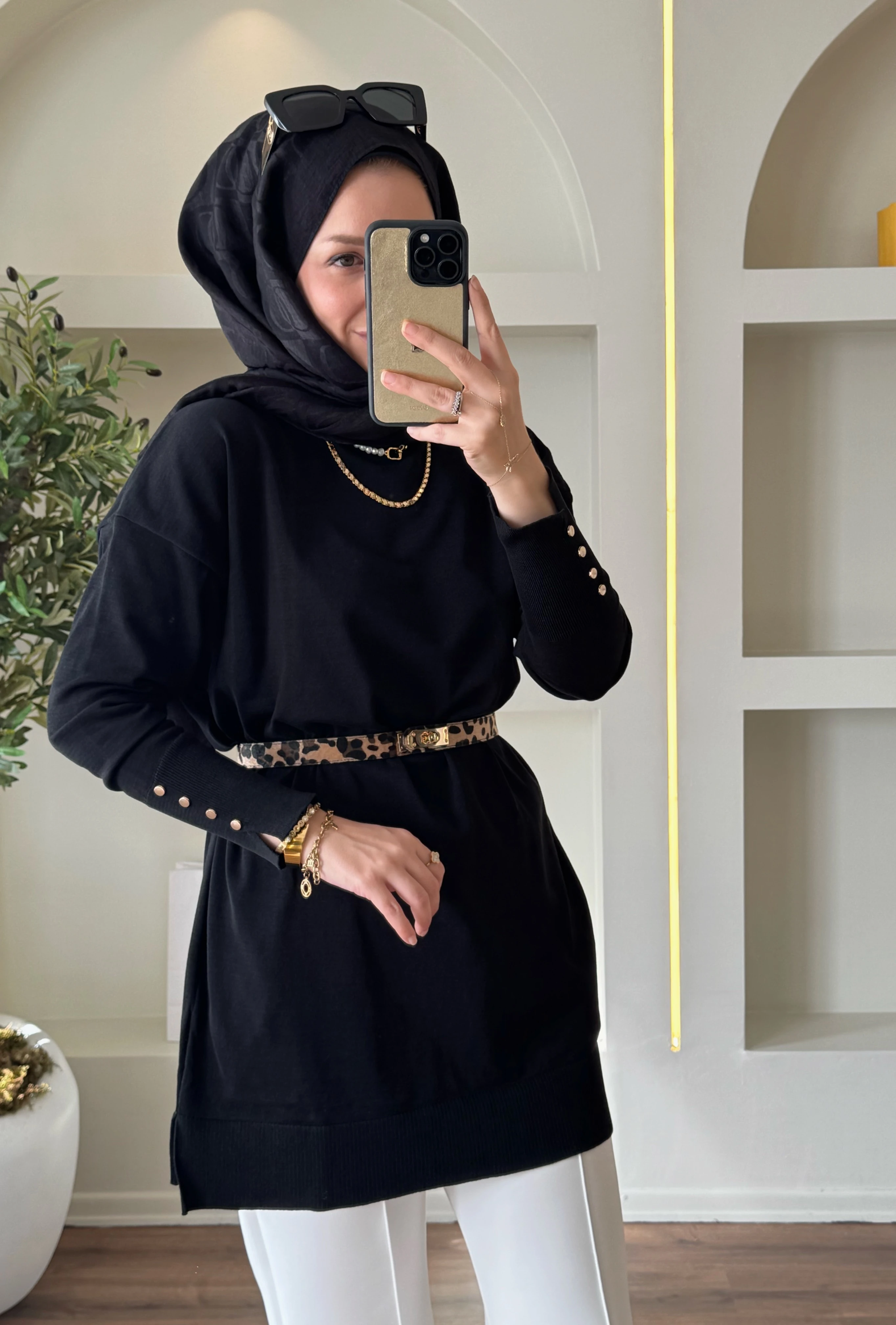 Maya merserize tunik - siyah