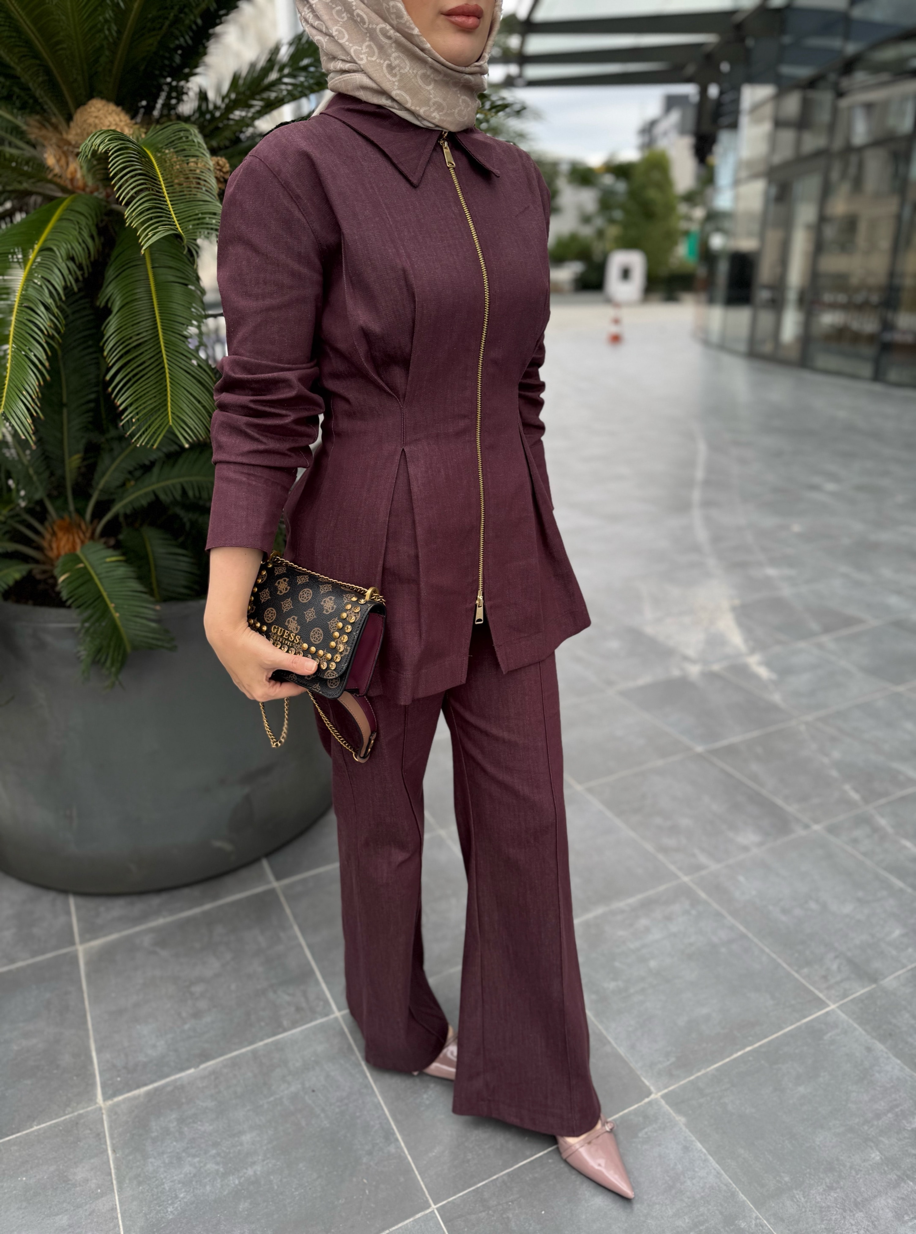 Dora denim takım - mürdüm (ÖN SİPARİŞ)