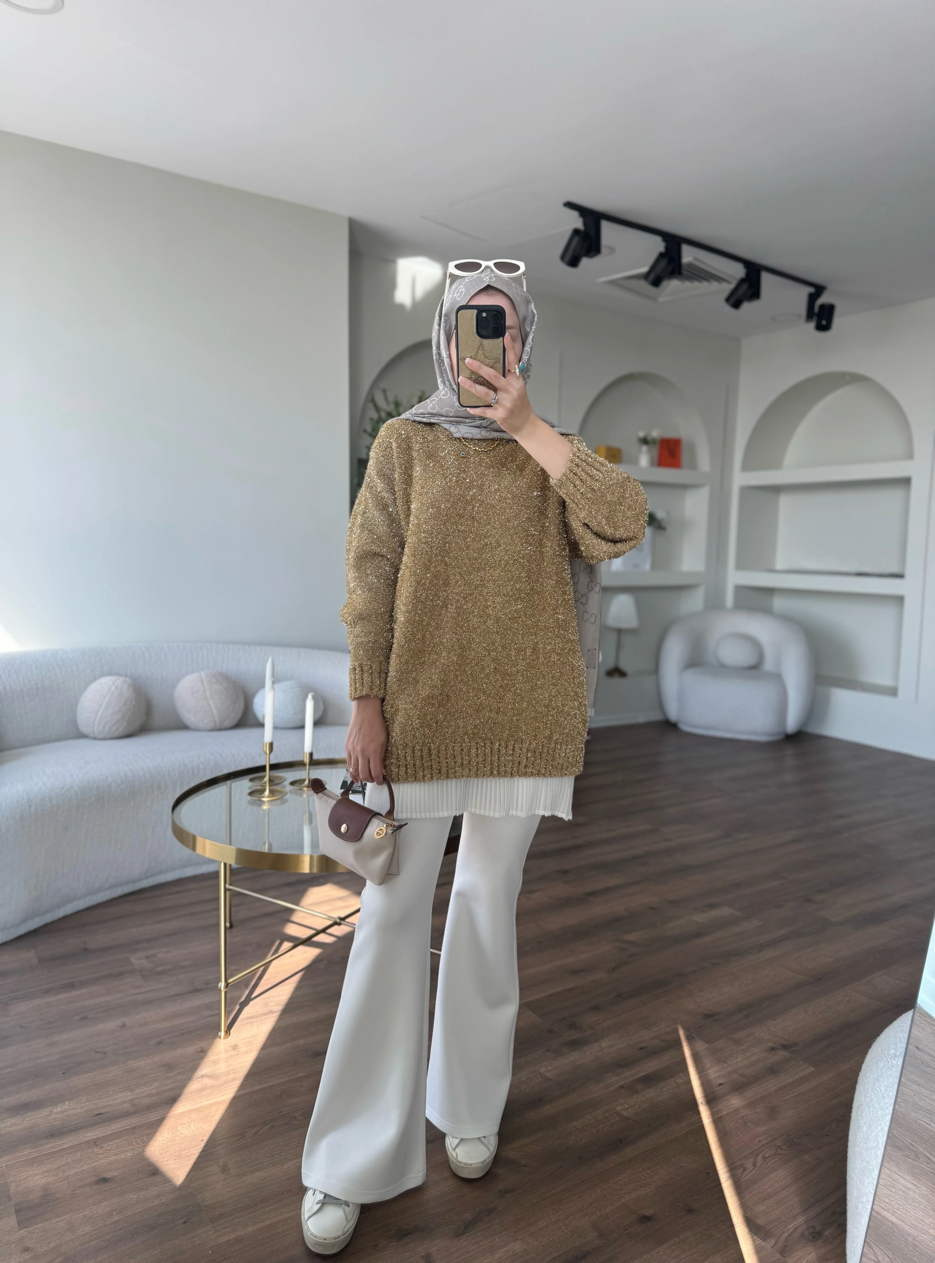 İspanyol paça pantolon- beyaz