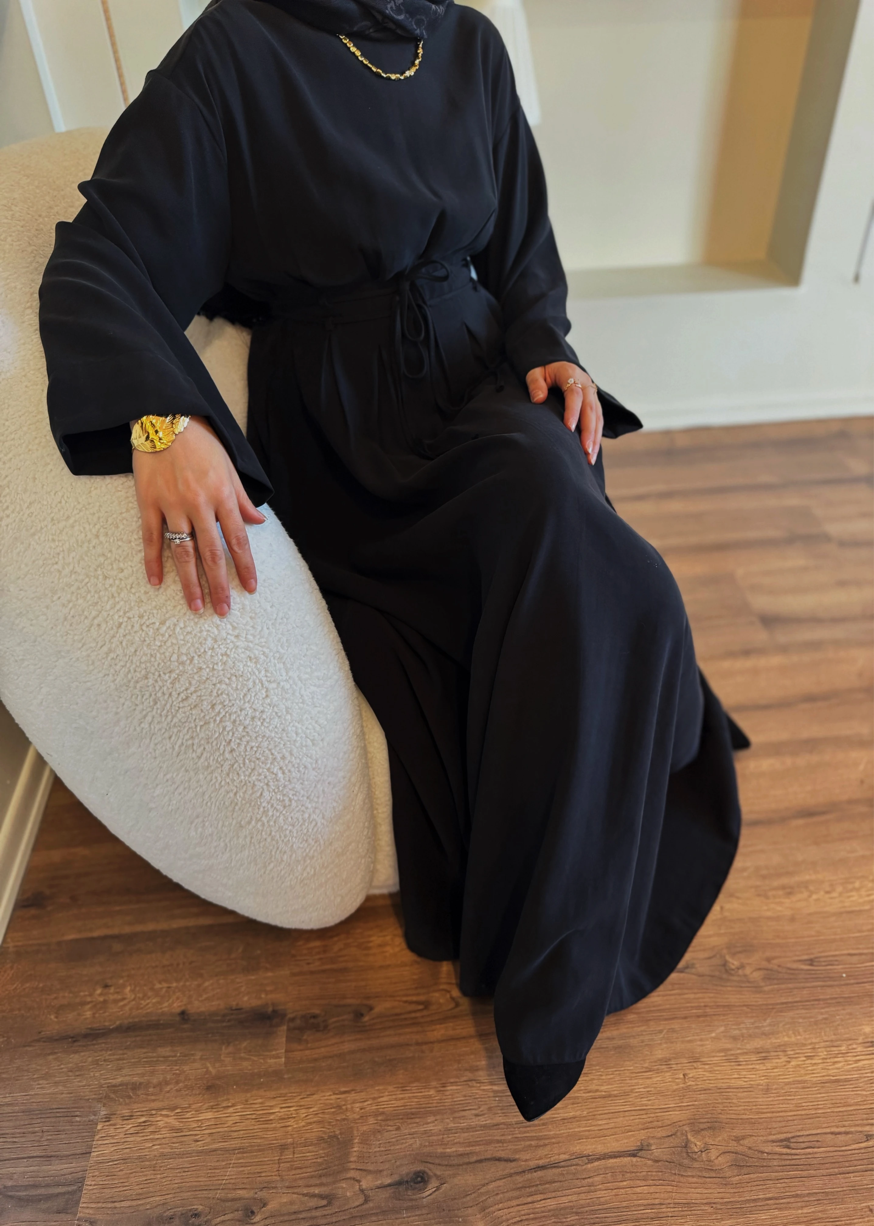 Narin tensel elbise - siyah